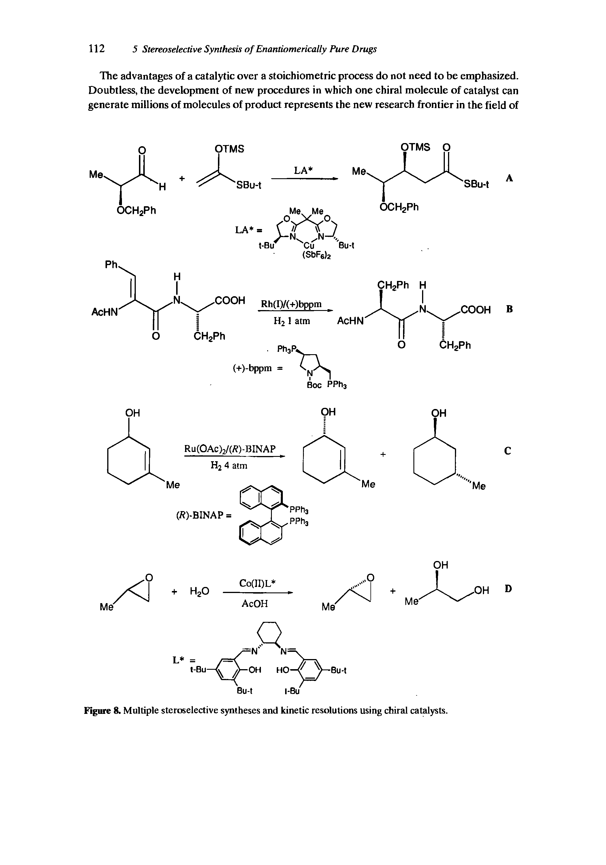 Figure 8. Multiple steroselective syntheses and kinetic resolutions using chiral catalysts.