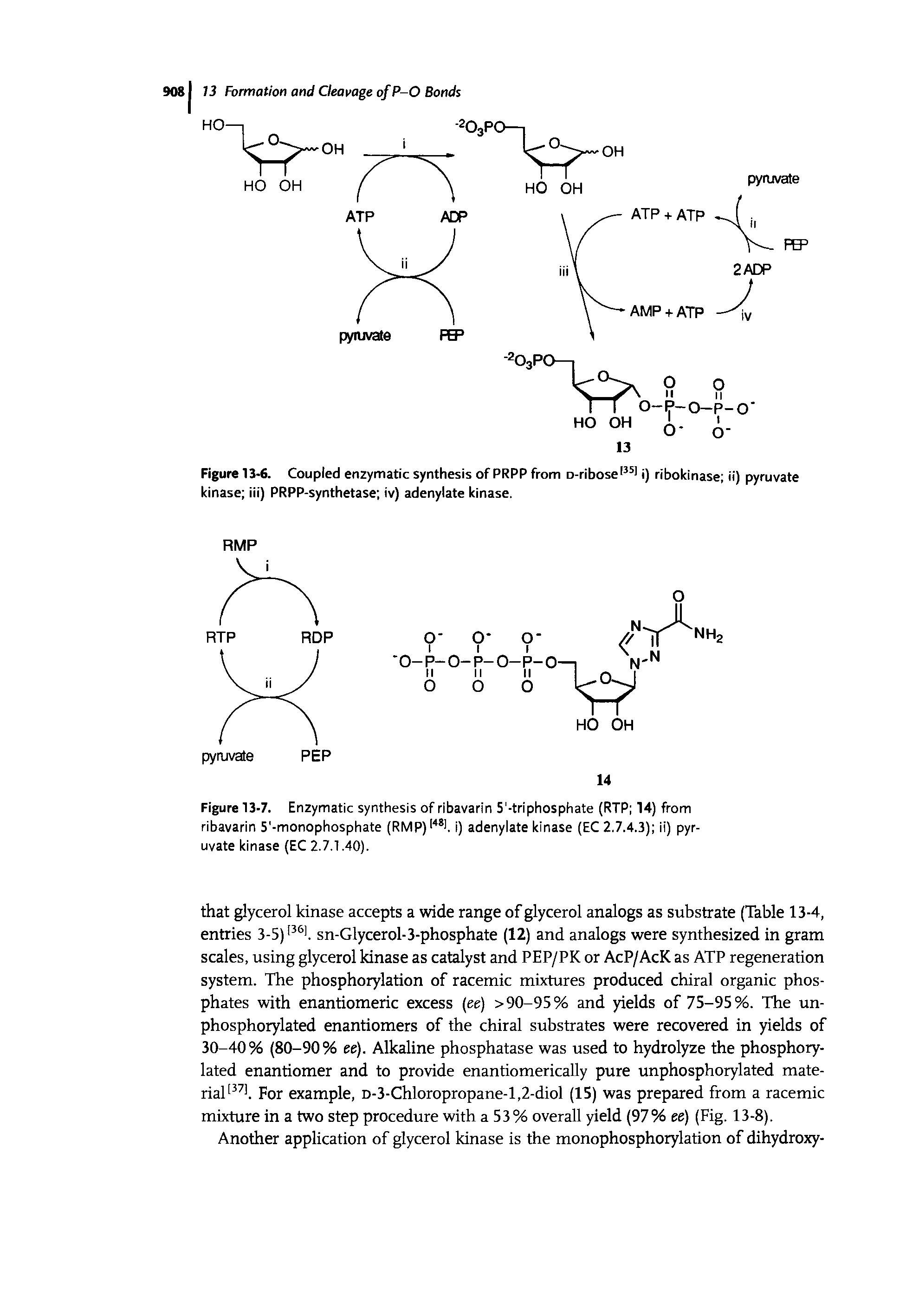 Figure 13-6. Coupled enzymatic synthesis of PRPP from D-ribose 351 i) ribokinase it) pyruvate kinase iii) PRPP-synthetase iv) adenylate kinase.