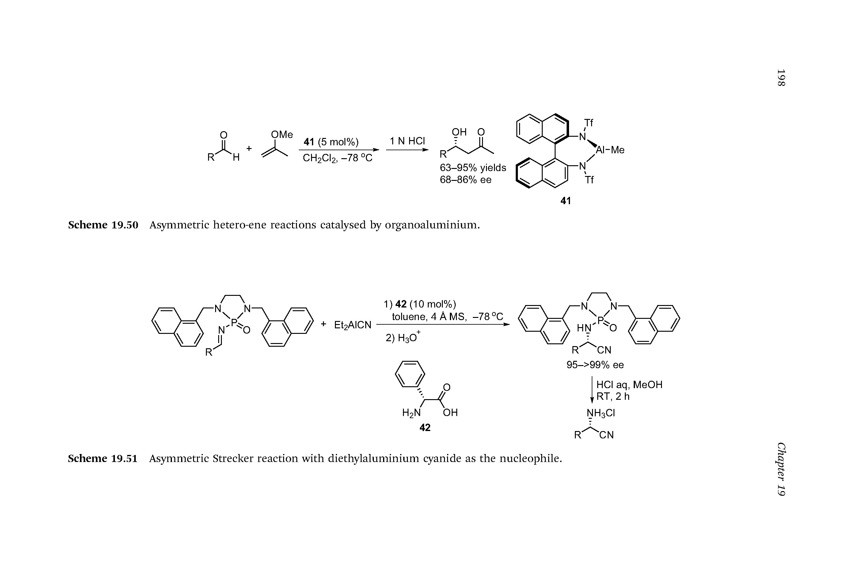 Scheme 19.51 Asymmetric Strecker reaction with diethylaluminium cyanide as the nucleophile.