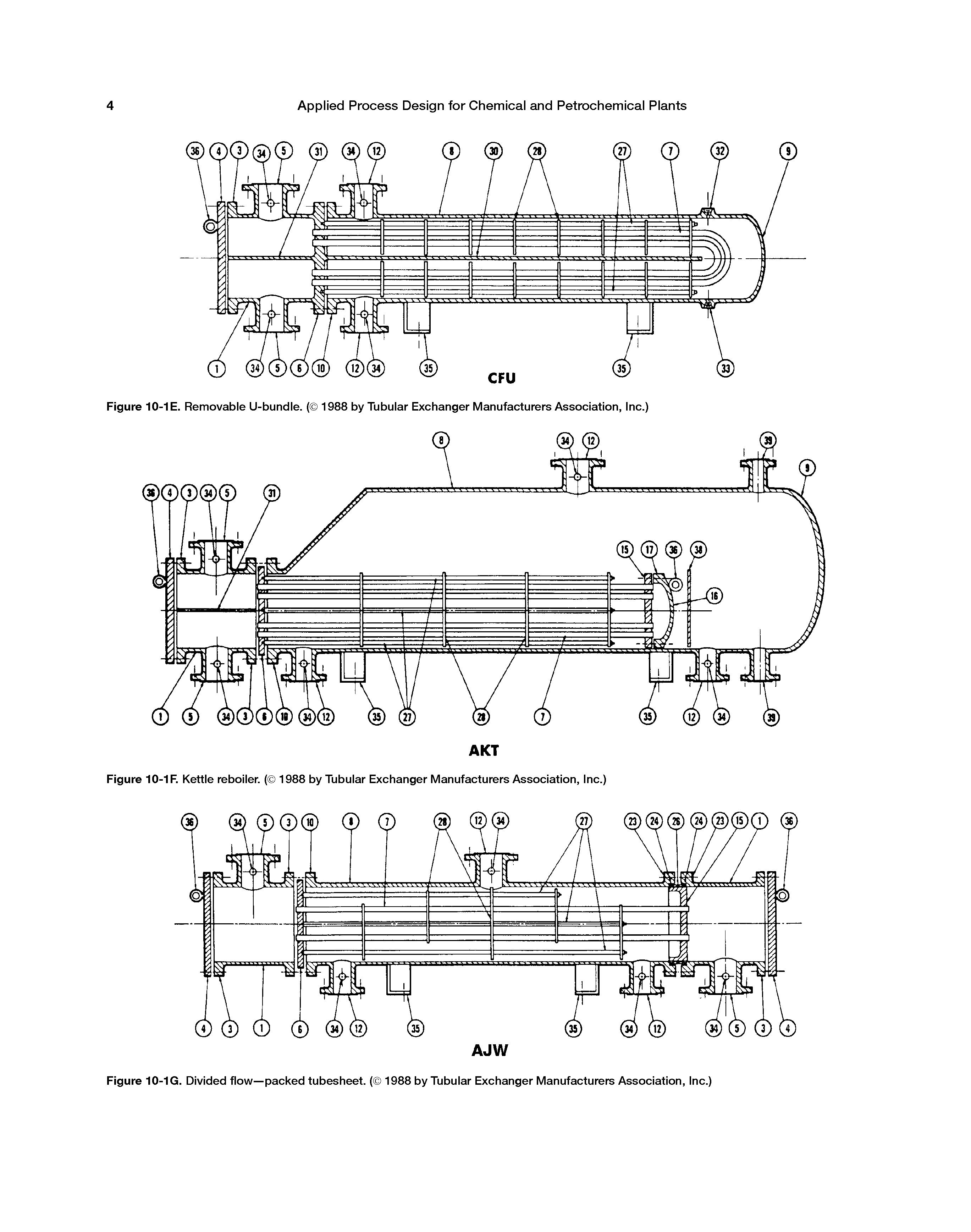 Figure 10-1F. Kettle reboiler. ( 1988 by Tubular Exchanger Manufacturers Association, Inc.)...