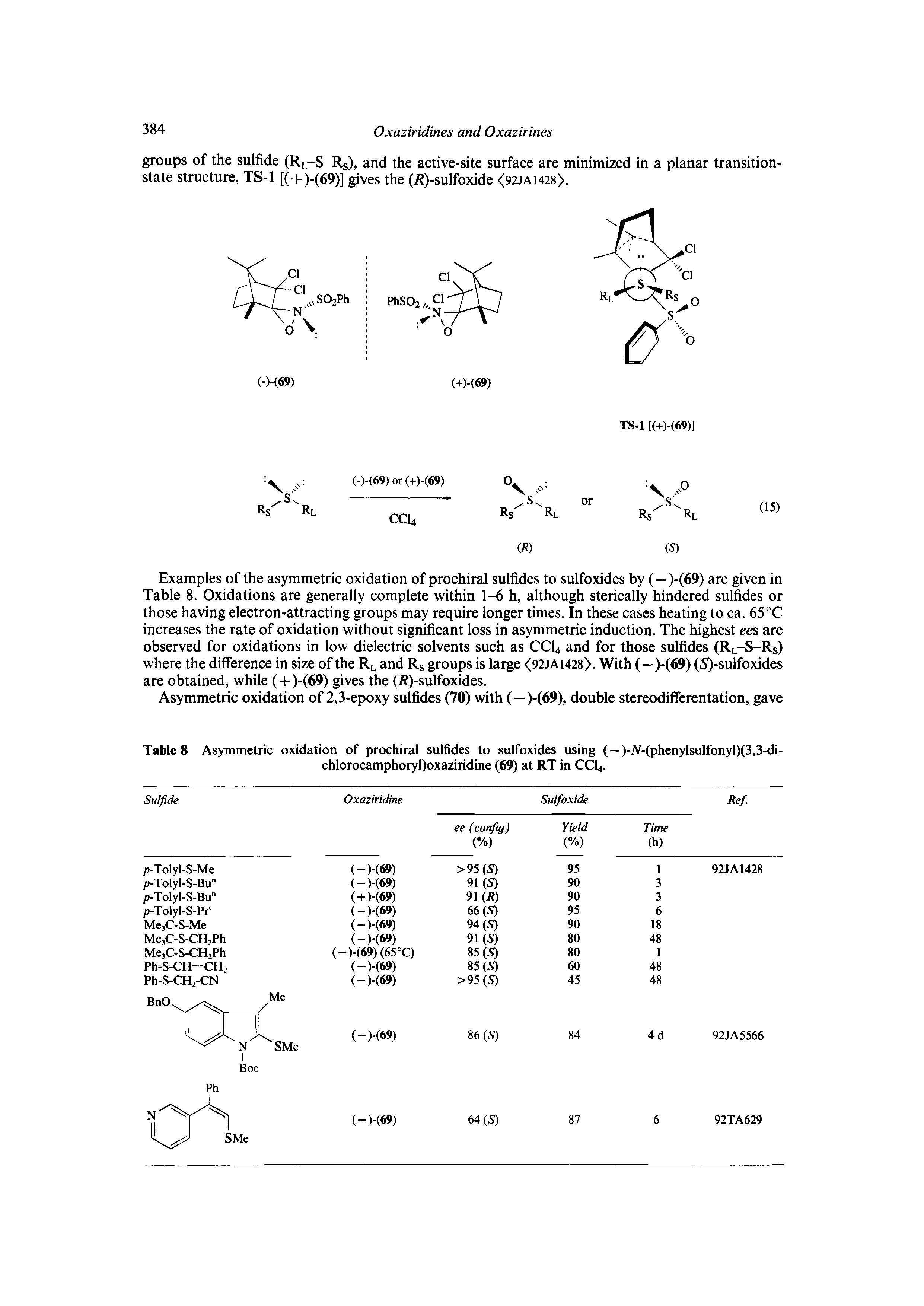 Table 8 Asymmetric oxidation of prochiral sulfides to sulfoxides using (—)-AT-(phenylsulfonyl)(3,3-di-...