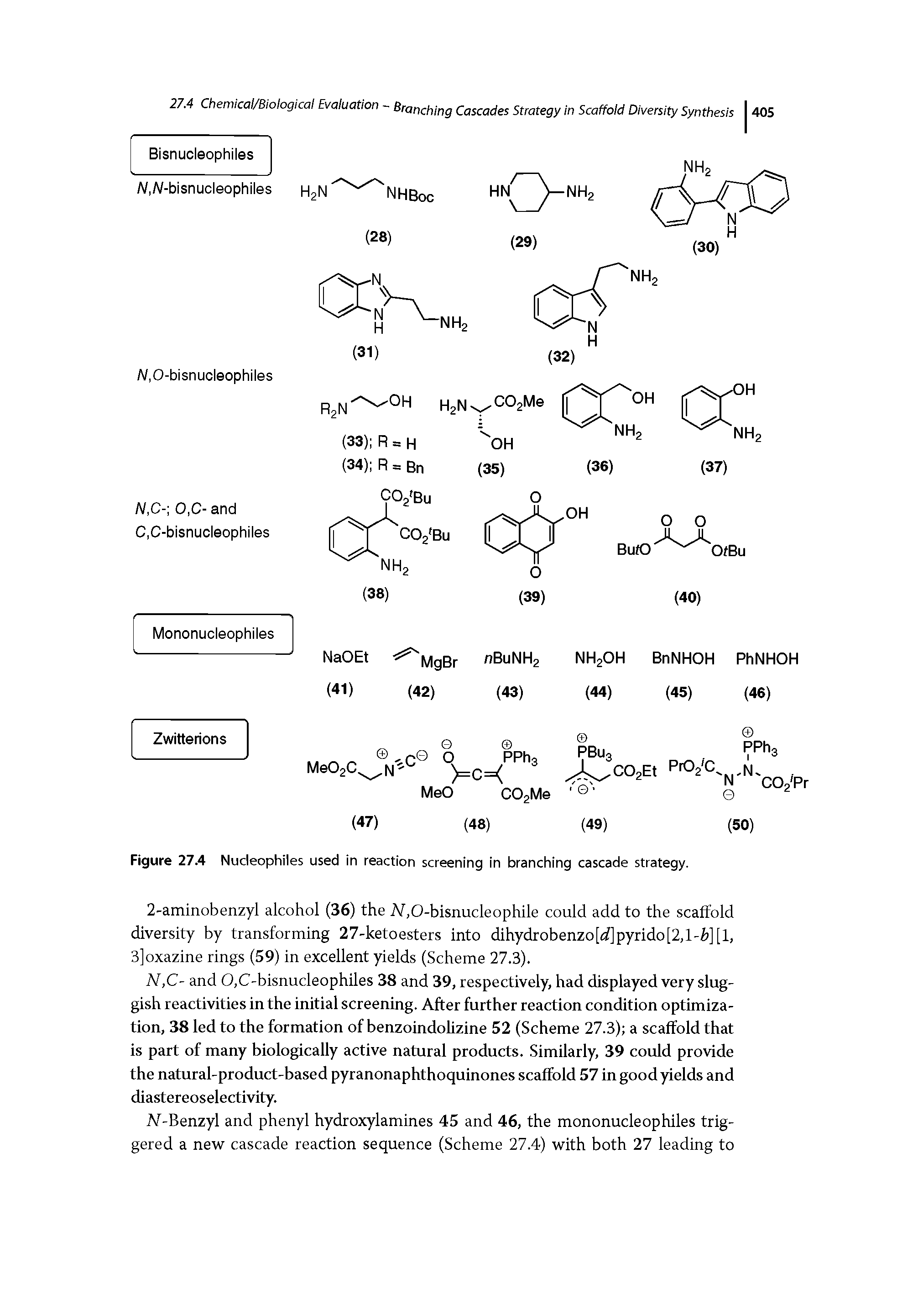 Figure 27.4 Nucleophiles used in reaction screening in branching cascade strategy.