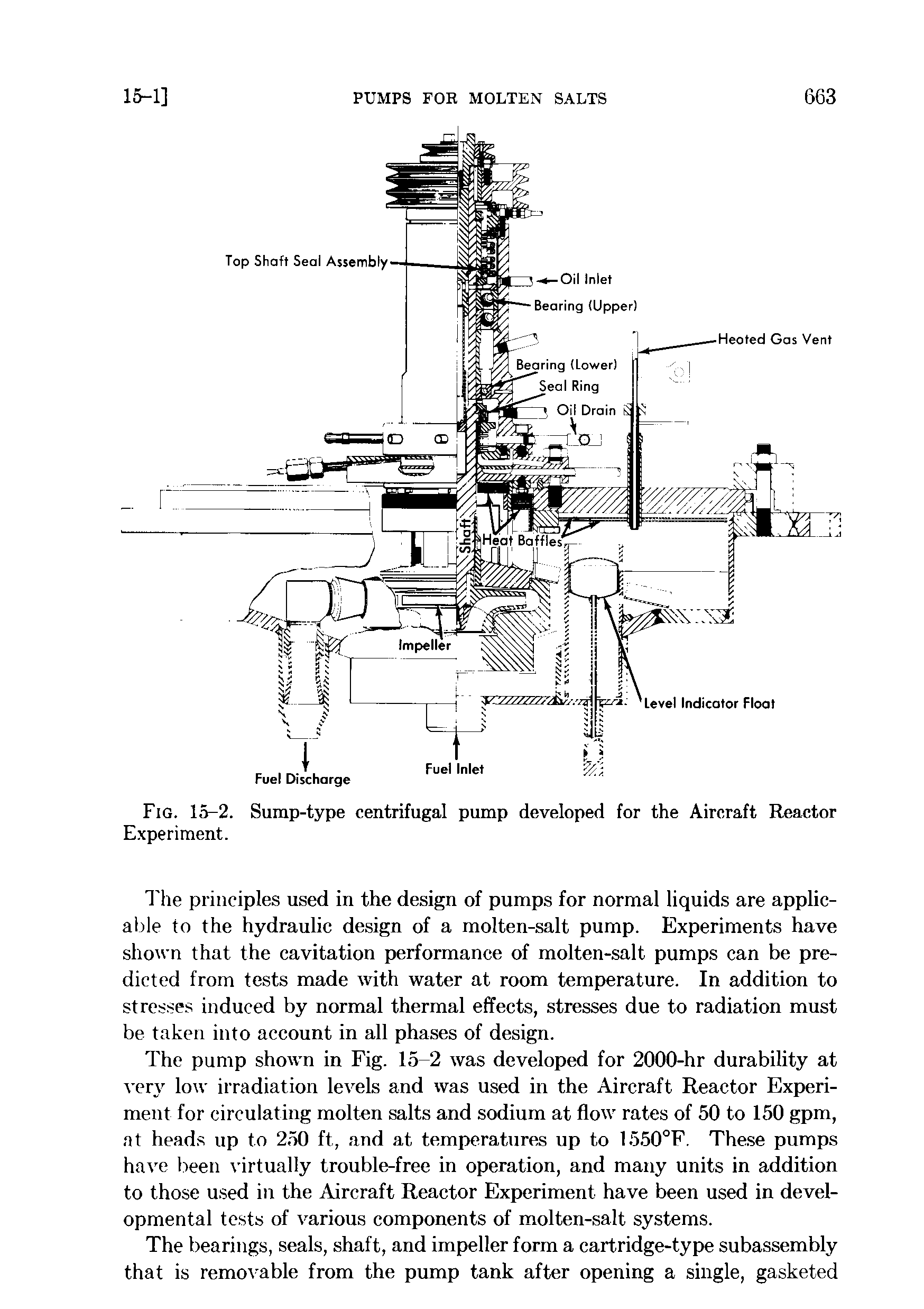 Fig. 15-2. Sump-type centrifugal pump developed for the Aircraft Reactor Experiment.