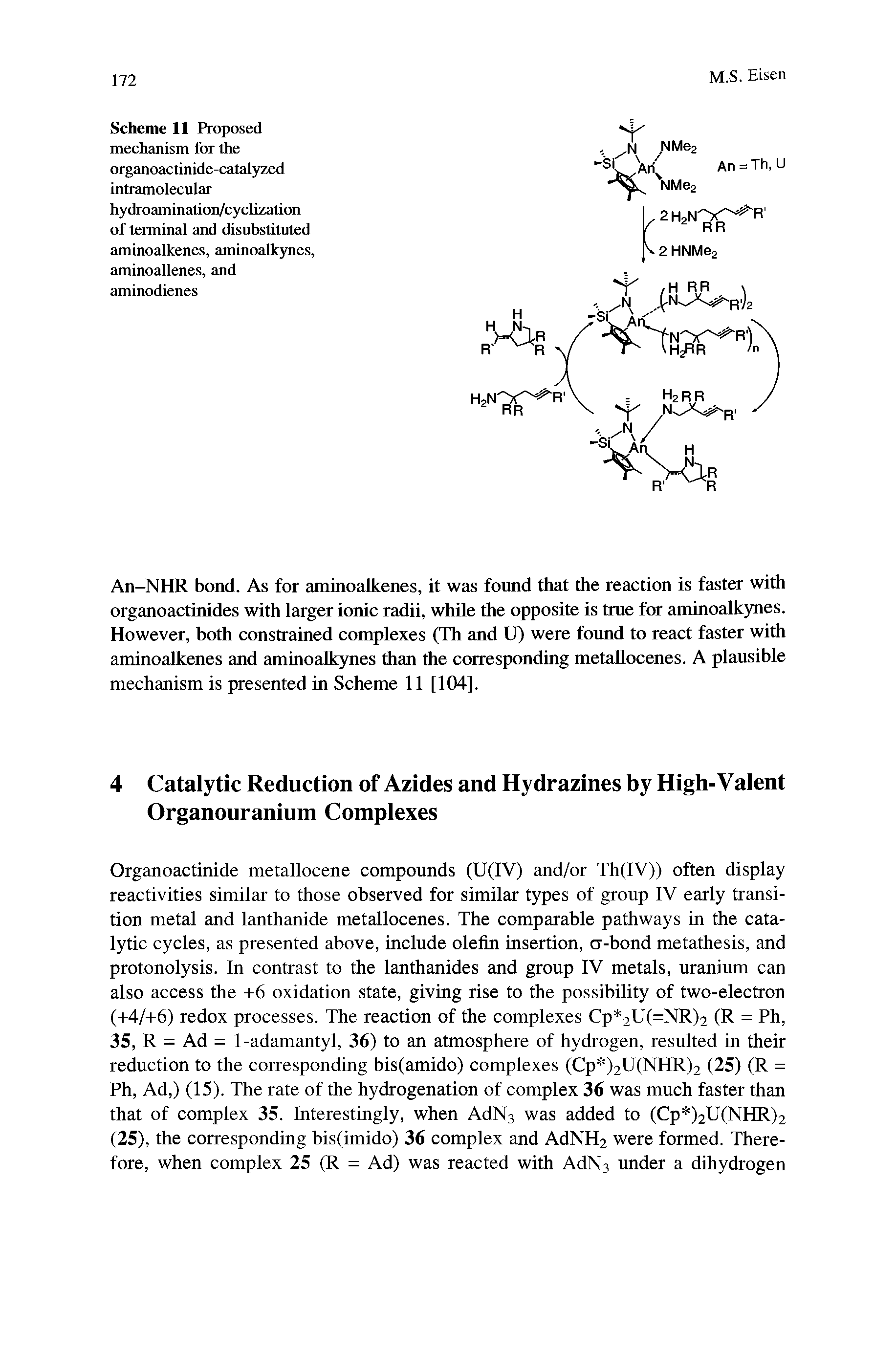 Scheme 11 Proposed mechanism for the organoactinide-catalyzed intramolecular hydroamination/cyclization of terminal and disubstituted aminoalkenes, aminoalkynes, aminoallenes, and aminodienes...