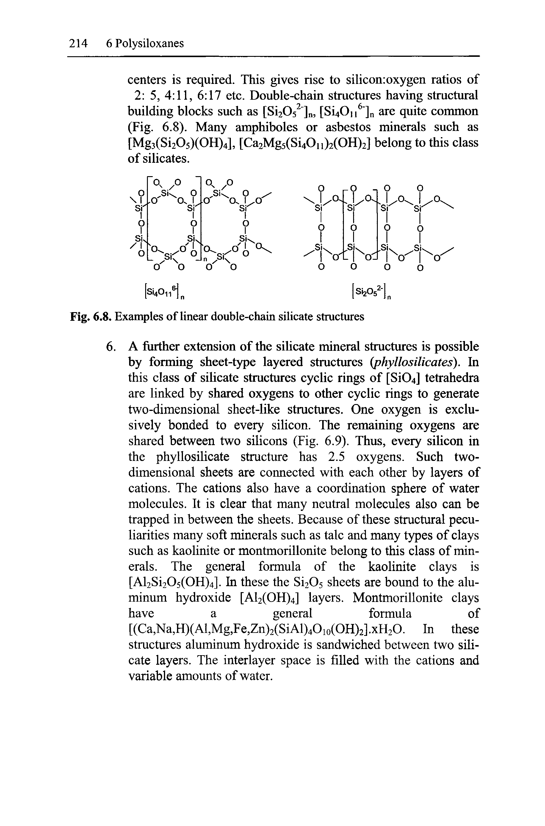 Fig. 6.8. Examples of linear double-chain silicate stmctures...