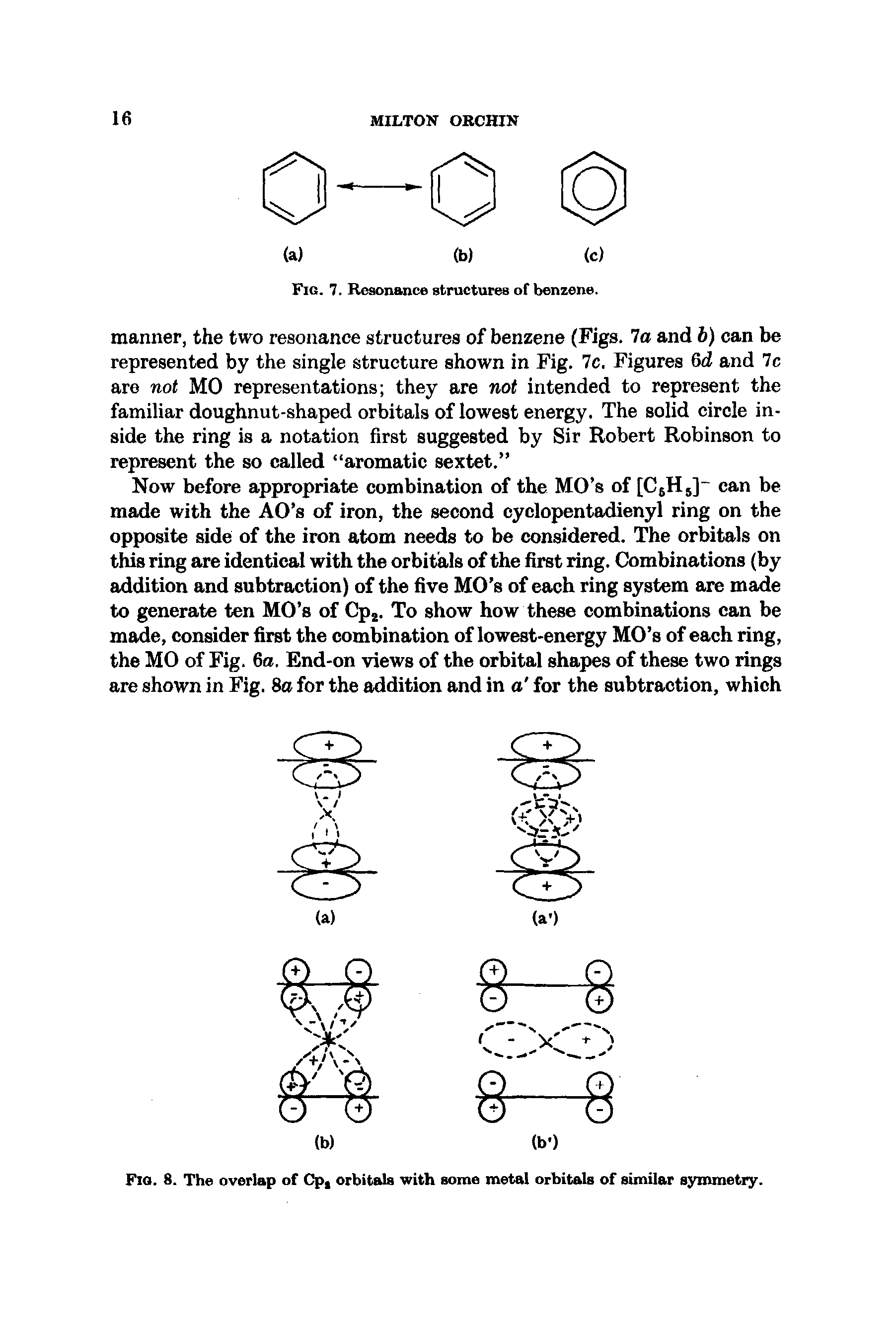 Fig. 8. The overlap of Cp, orbitals with some metal orbitals of similar symmetry.