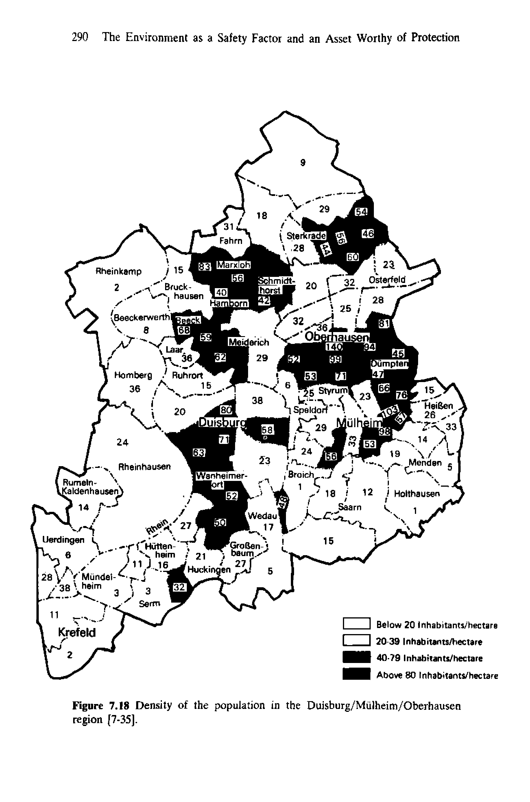 Figure 7.18 Density of the population in the Duisburg/Miilheim/Oberhausen region [7-35].