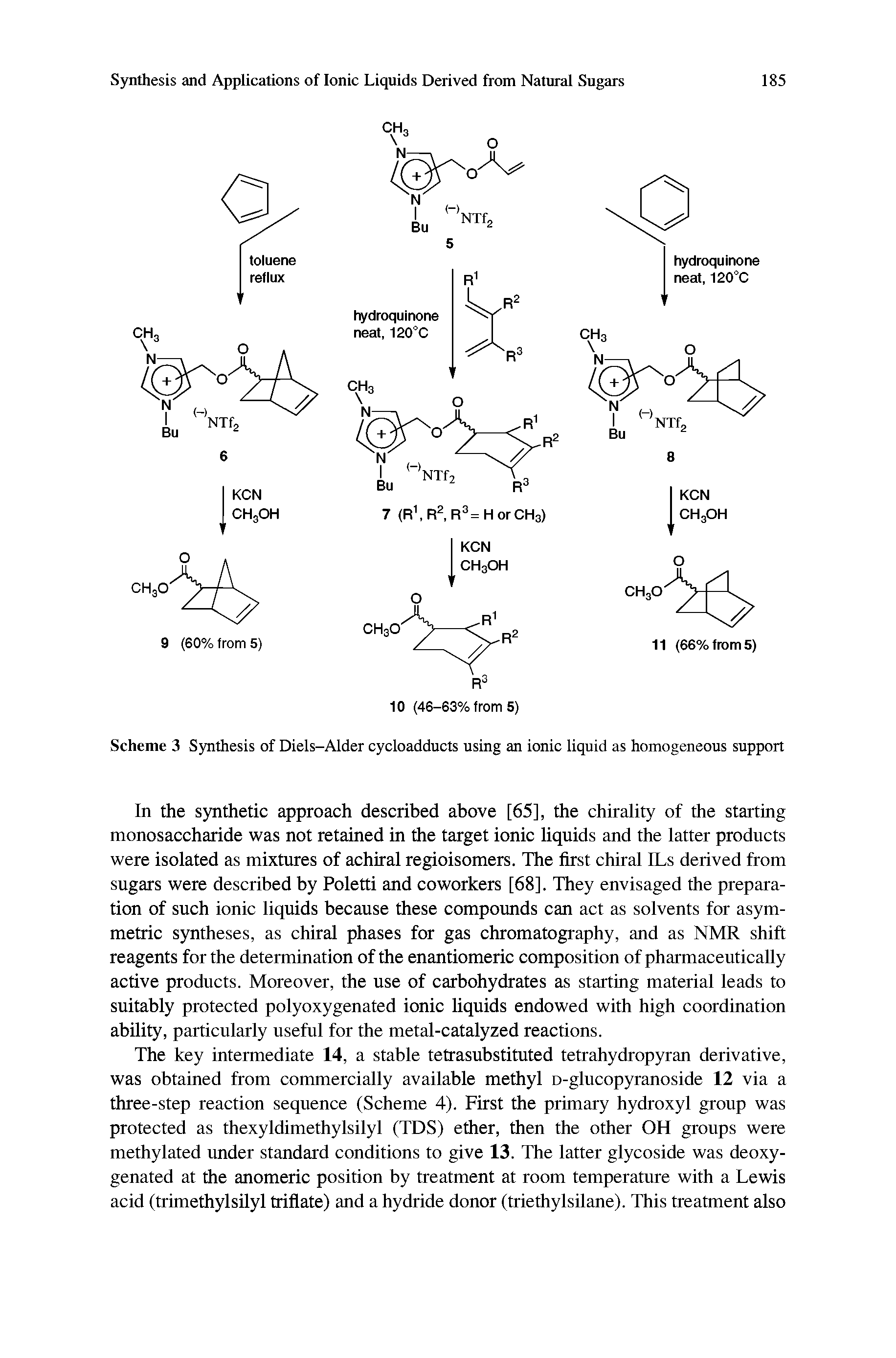 Scheme 3 Synthesis of Diels-Alder cycloadducts using an ionic liquid as homogeneous support...