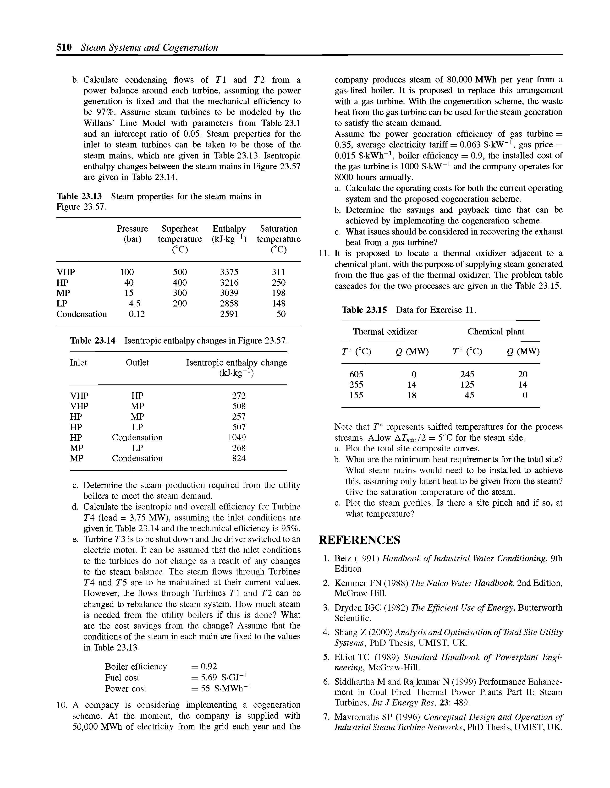 Table 23.13 Steam properties for the steam mains in Figure 23.57.