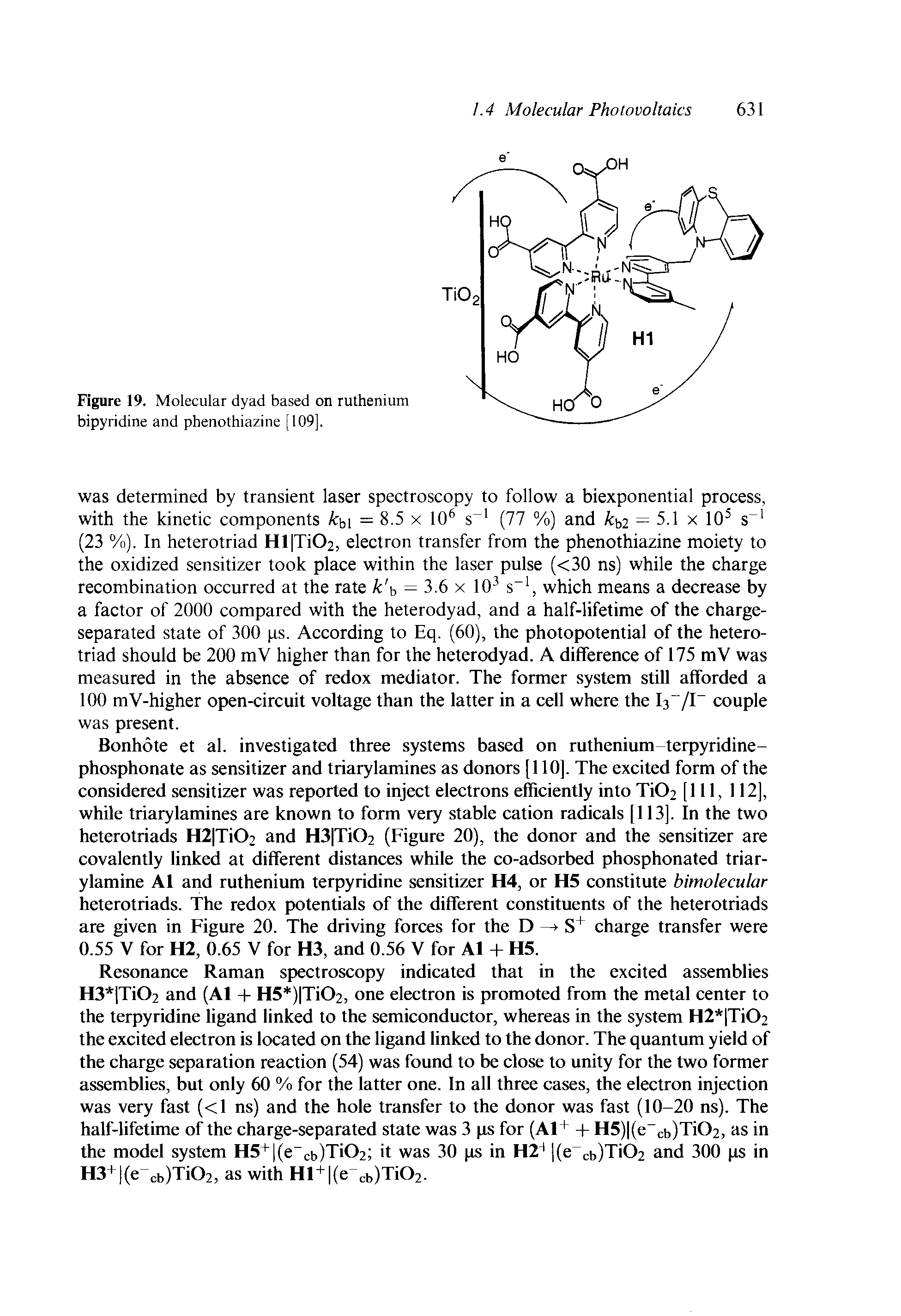 Figure 19. Molecular dyad based on ruthenium bipyridine and phenothiazine [109],...