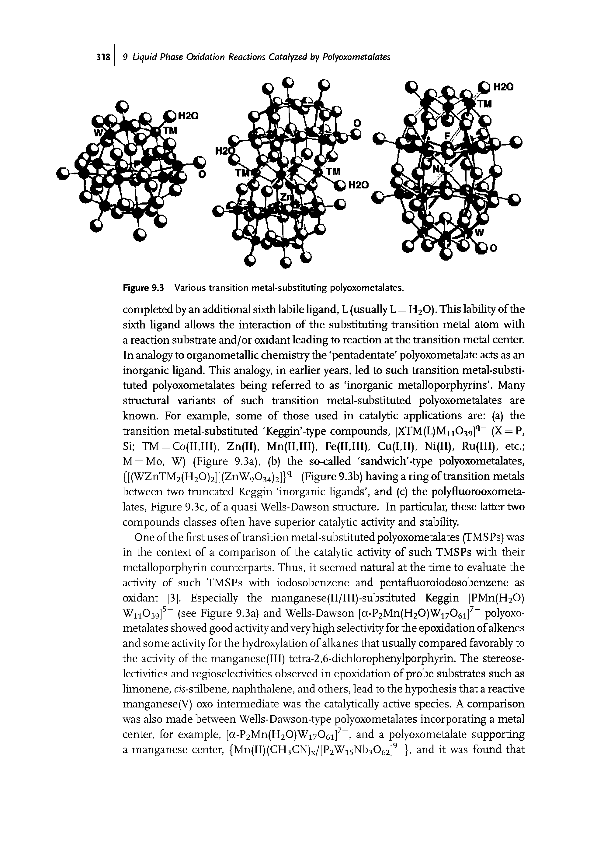 Figure 9.3 Various transition metal-substituting polyoxometalates.
