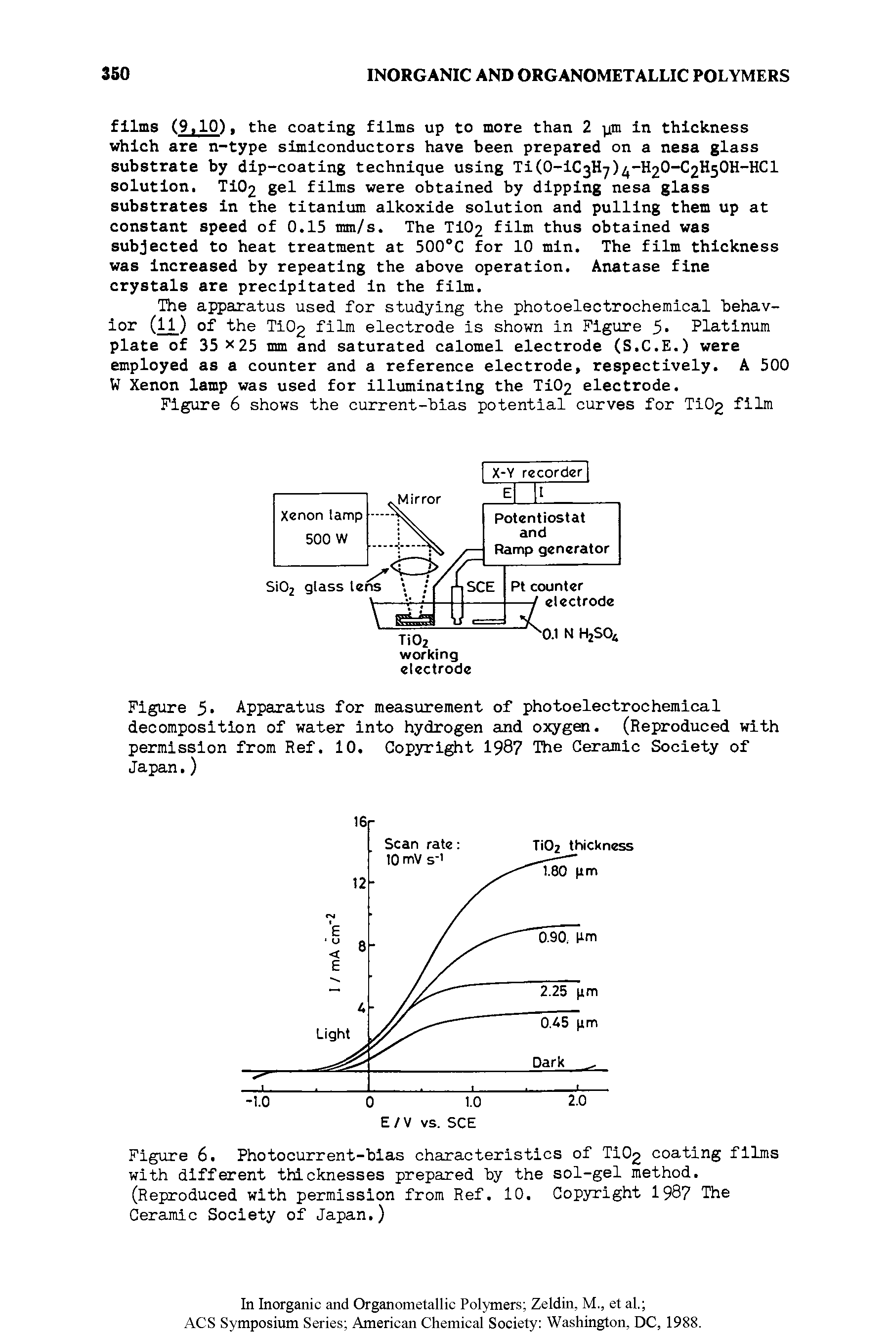 Figure 5 Apparatus for measurement of photoelectrochemical decomposition of water into hydrogen and oxygen. (Reproduced with permission from Ref. 10. Copyright 1987 The Ceramic Society of Japan.)...