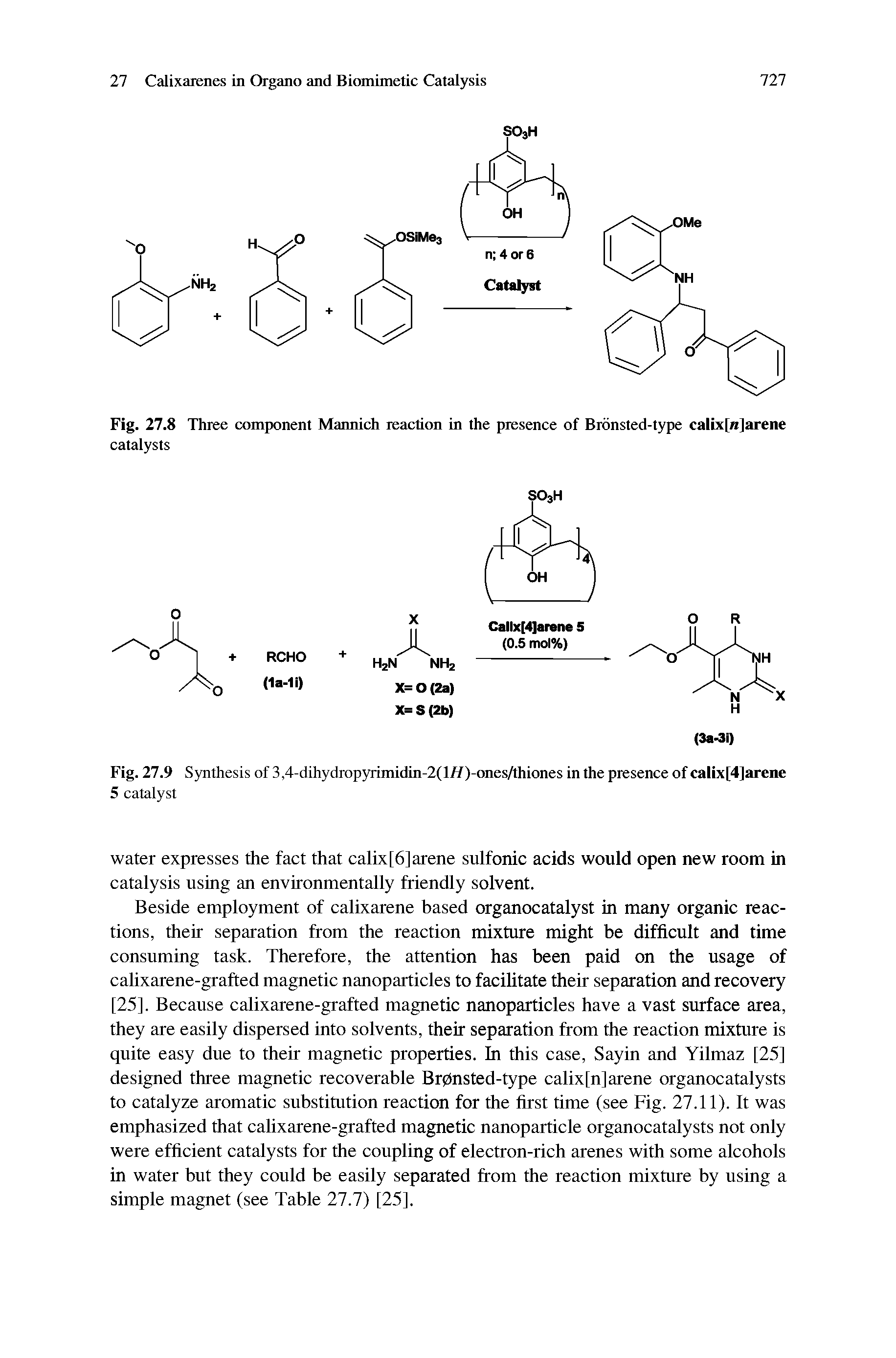 Fig. 27.8 Three component Mannich reaction in the presence of Bronsted-type calix[n]arene catalysts...
