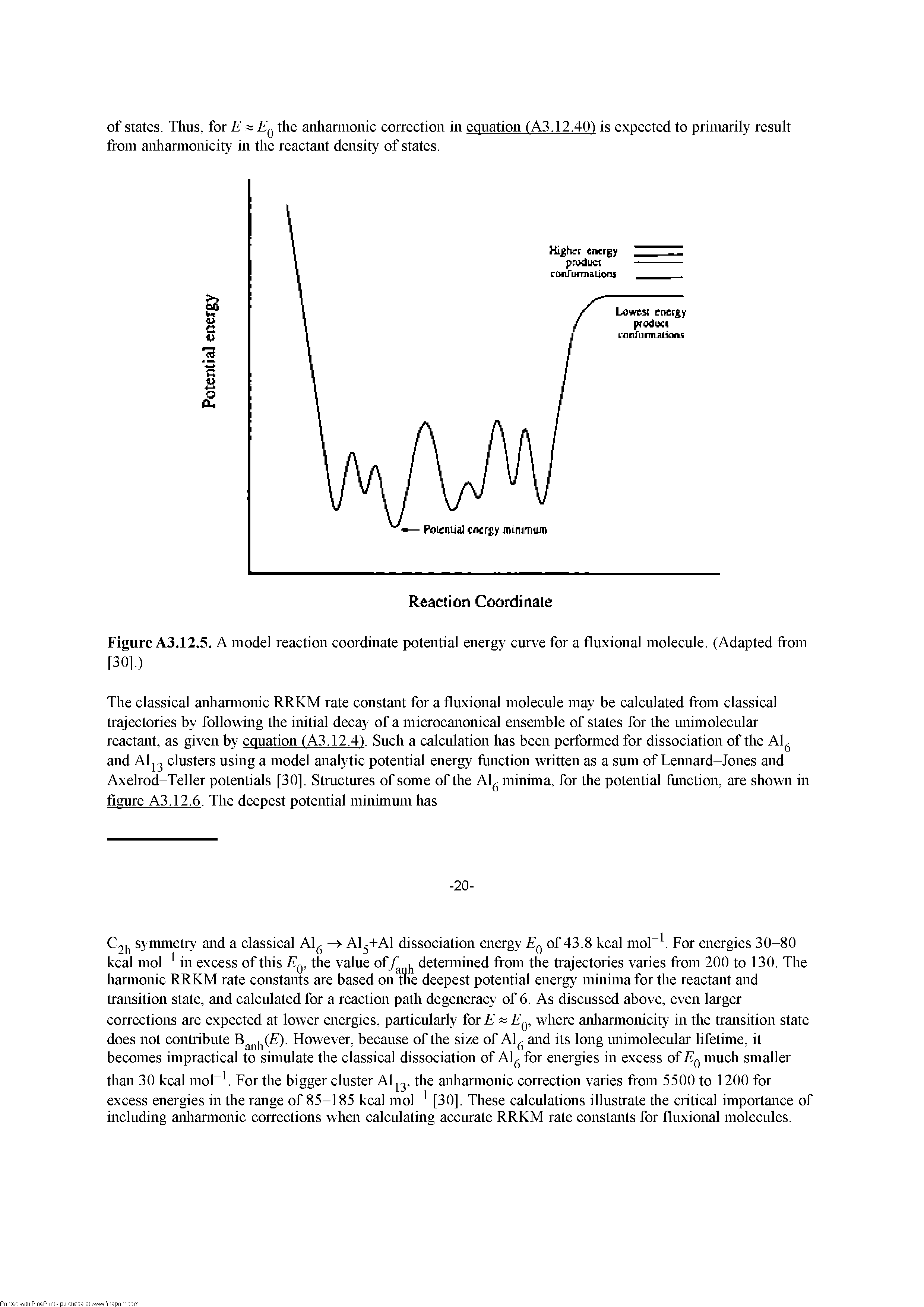 Figure A3.12.5. A model reaction coordinate potential energy curve for a fluxional molecule. (Adapted from [30].)...