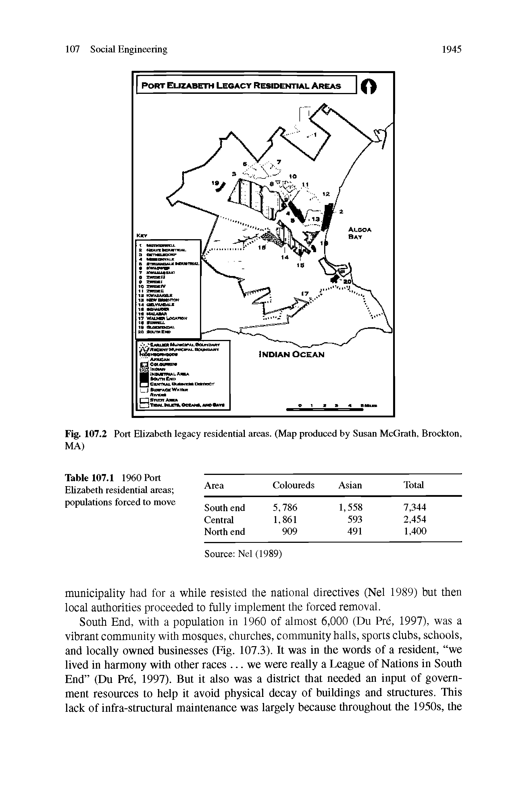 Table 107.1 1960 Port Elizabeth residential areas populations forced to move...