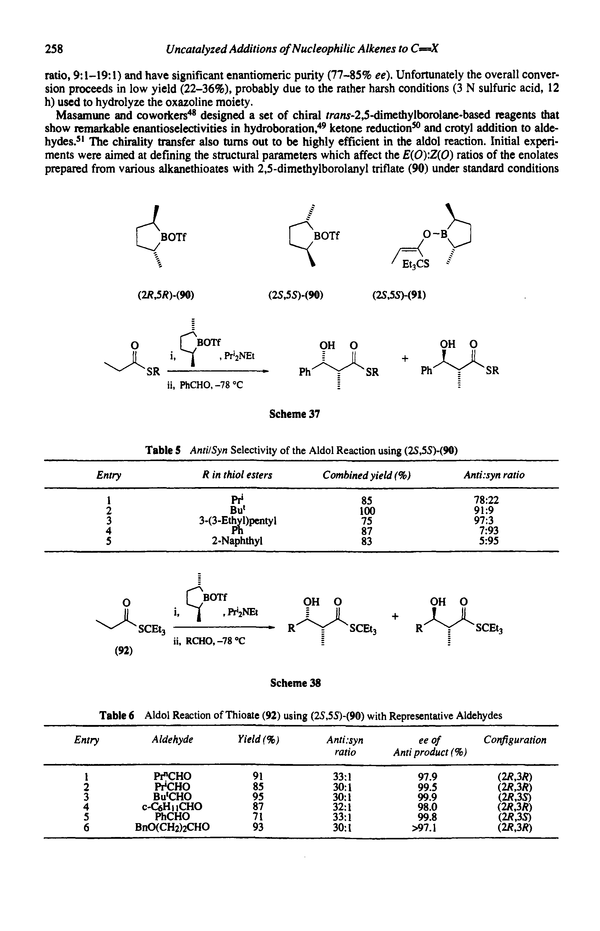 Table 5 Anti/Syn Selectivity of the Aldol Reaction using (2S,5S)-(90)...