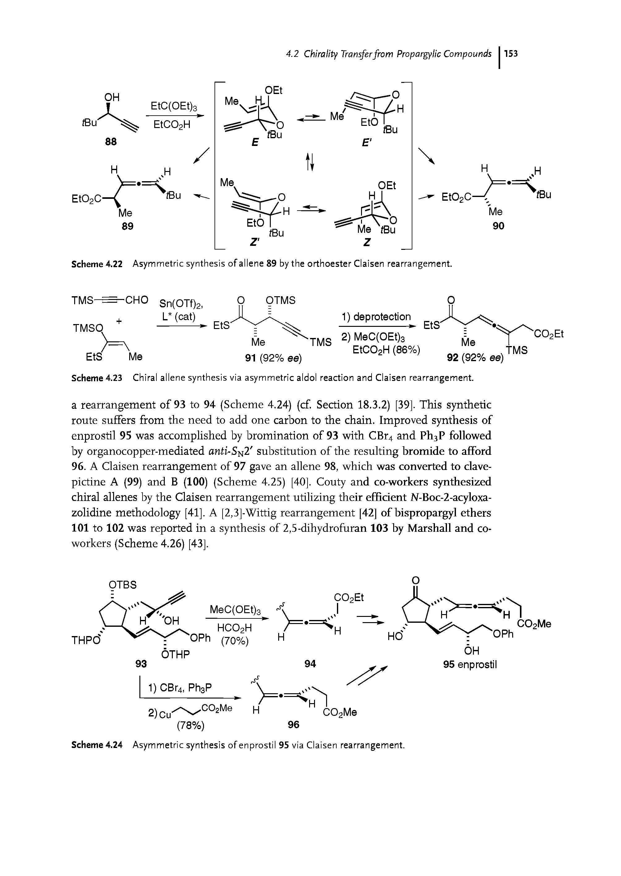 Scheme 4.23 Chiral allene synthesis via asymmetric aldol reaction and Claisen rearrangement.