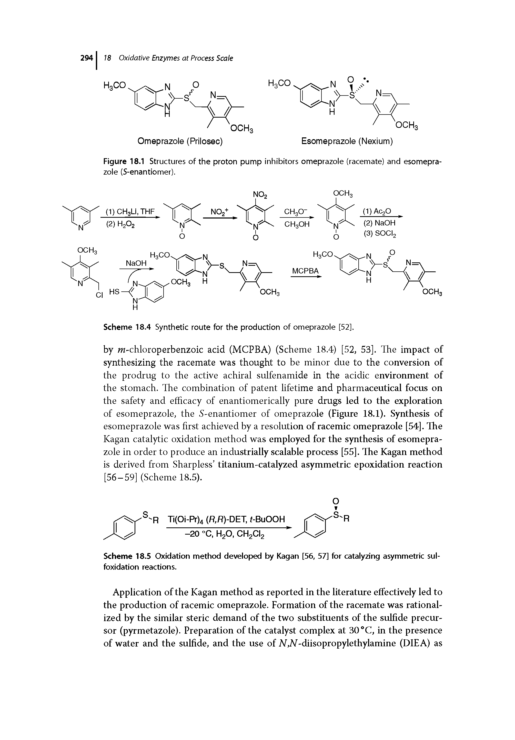 Scheme 18.5 Oxidation method developed by Kagan [56, 57] for catalyzing asymmetric sulfoxidation reactions.