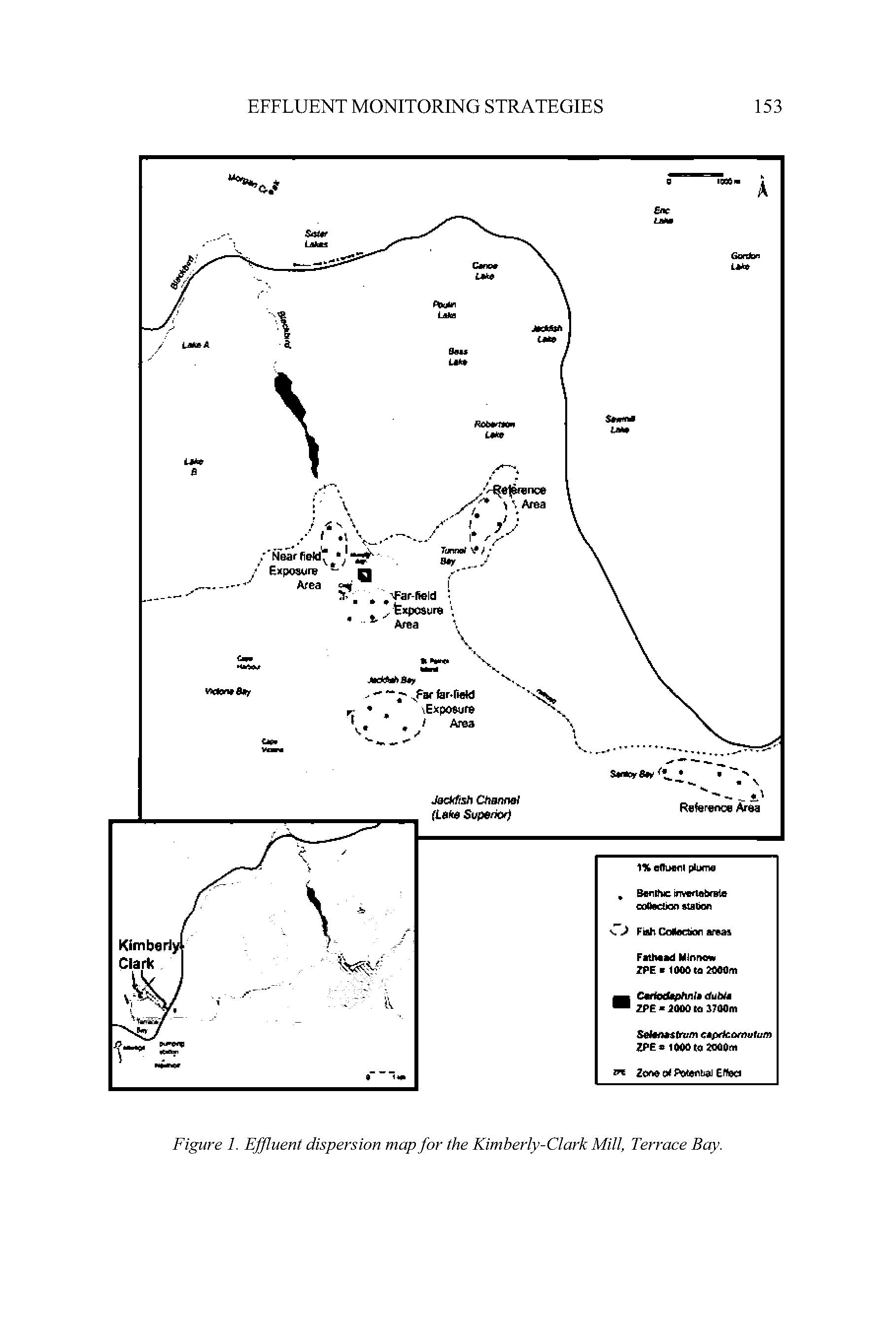 Figure 1. Effluent dispersion map for the Kimberly-Clark Mill, Terrace Bay.