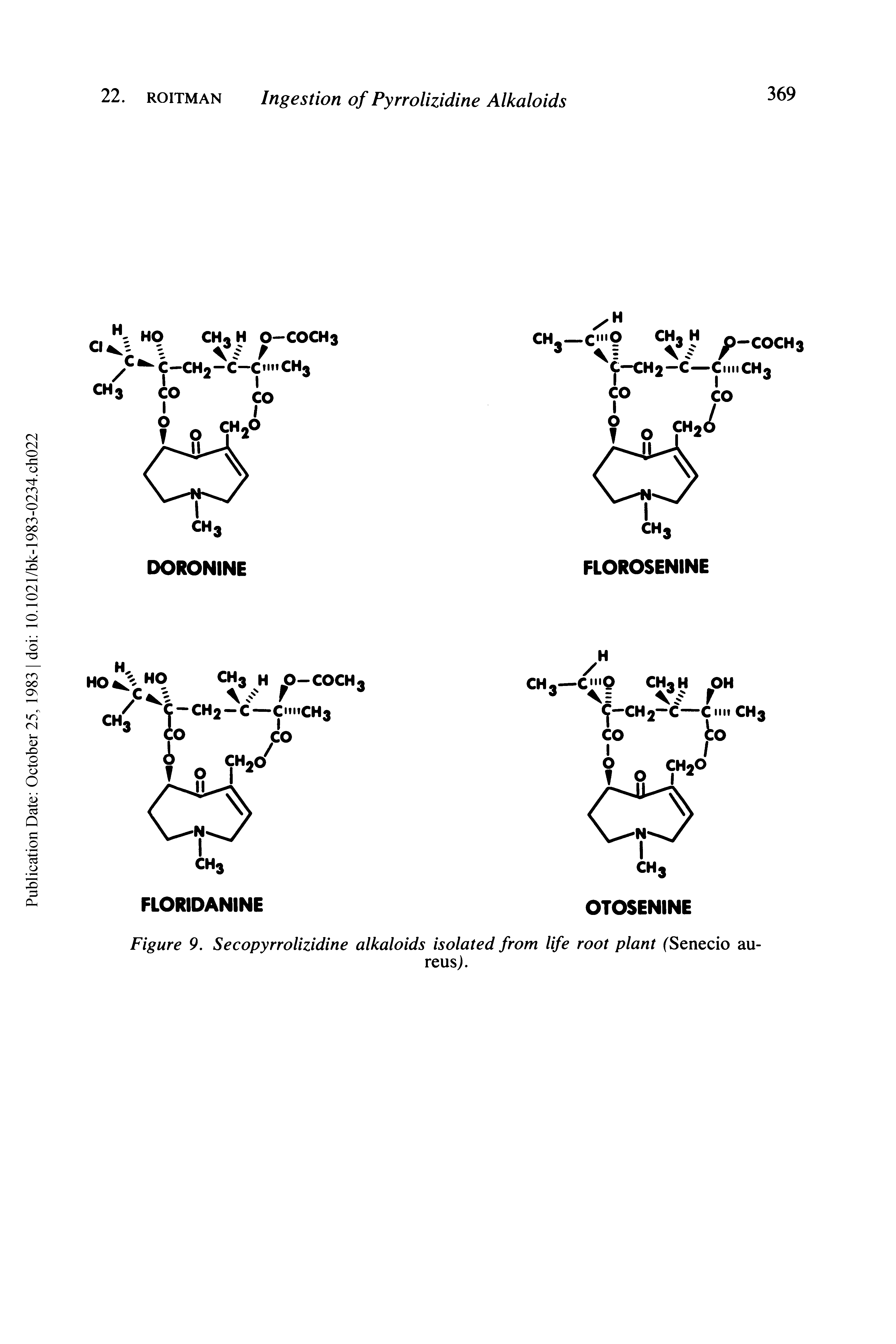 Figure 9. Secopyrrolizidine alkaloids isolated from life root plant (Senecio aureus. ...