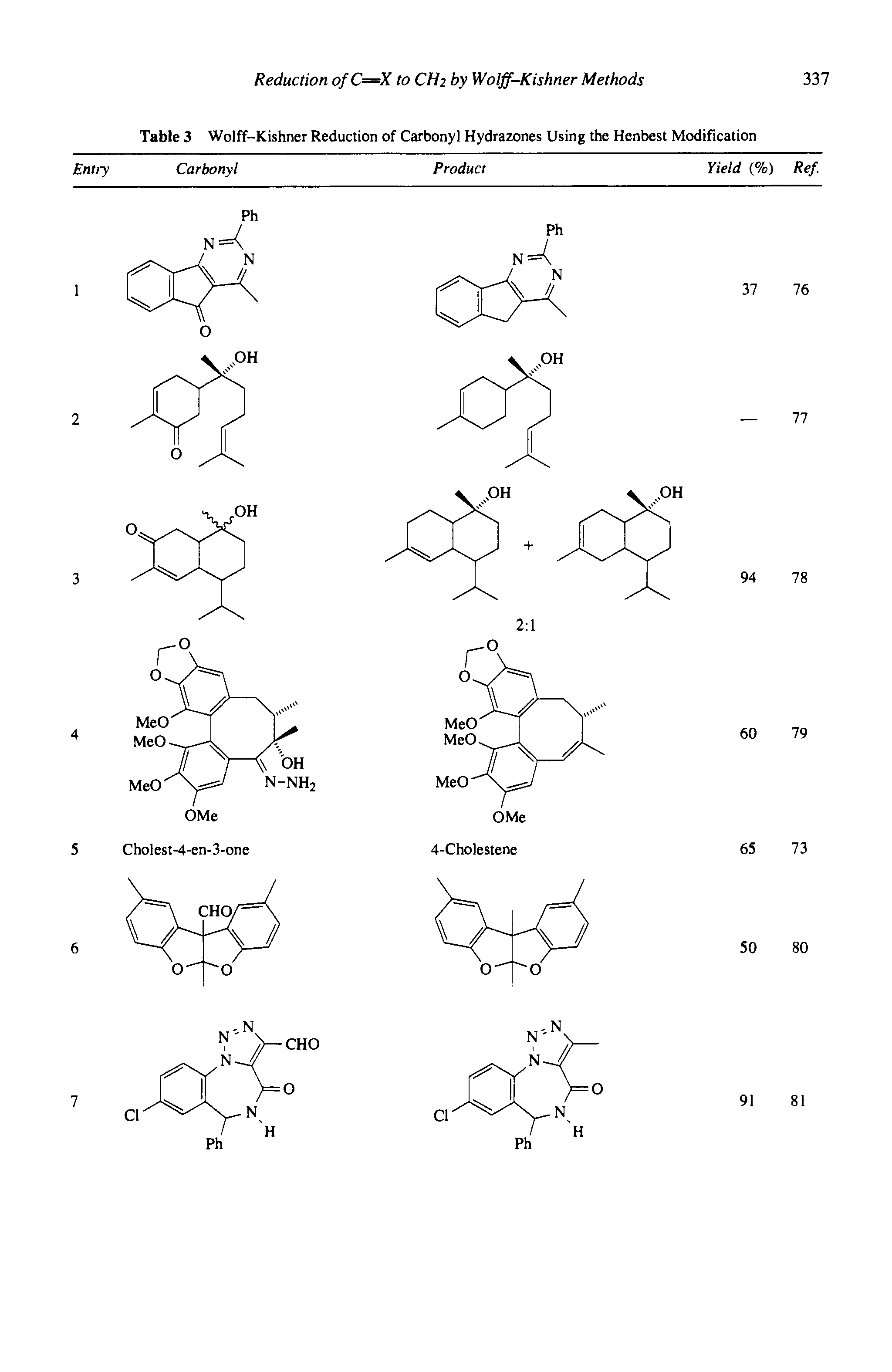 Table 3 Wolff-Kishner Reduction of Carbonyl Hydrazones Using the Henbest Modification...