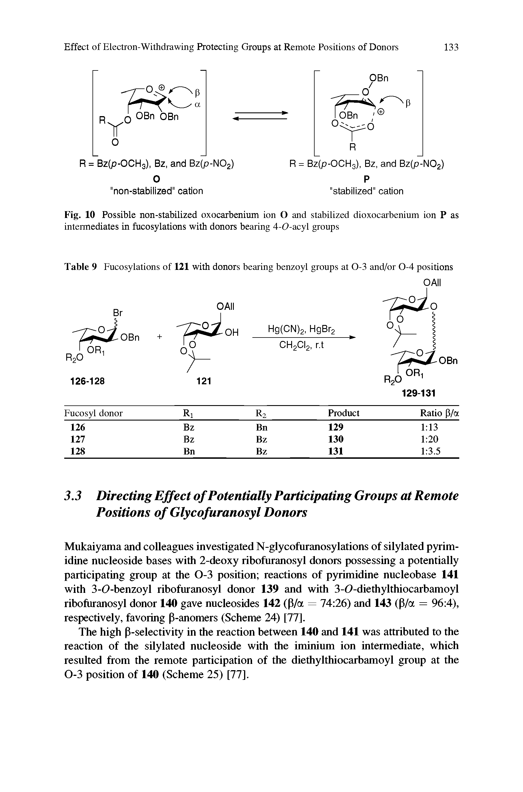 Fig. 10 Possible non-stabilized oxocarbenium ion O and stabilized dioxocarbenium ion P as intermediates in fucosylations with donors bearing 4-O-acyl groups...