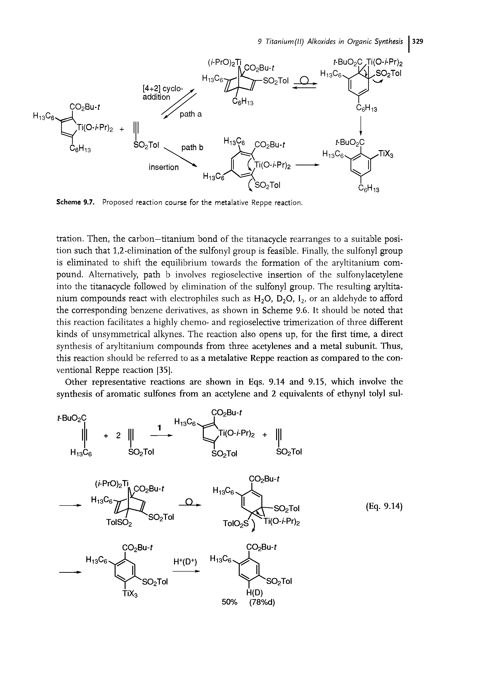 Scheme 9.7. Proposed reaction course for the metalative Reppe reaction.