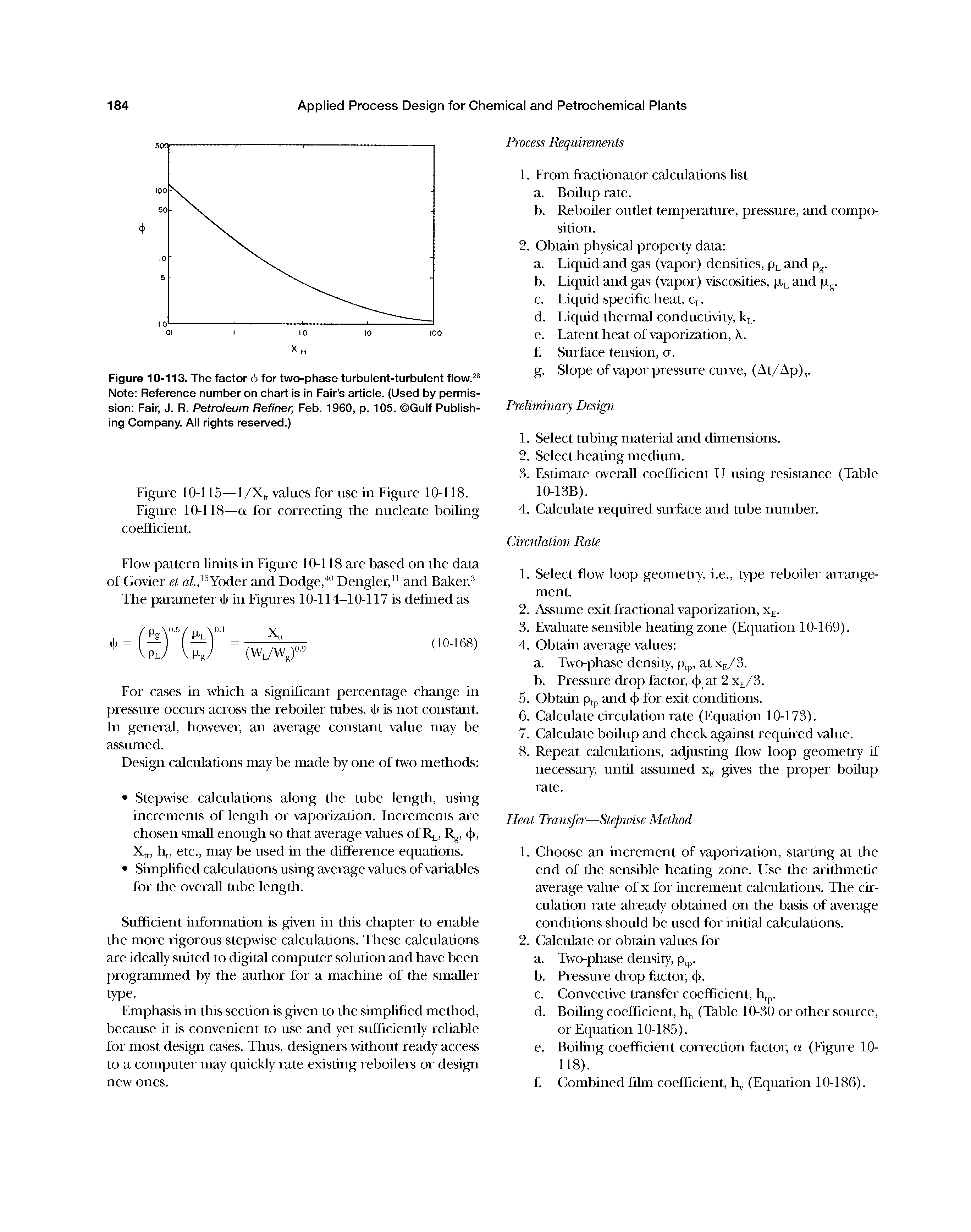 Figure 10-115—1/Xjj values for use in Figure 10-118. Figure 10-118—a for correcting the nucleate boiling coefficient.