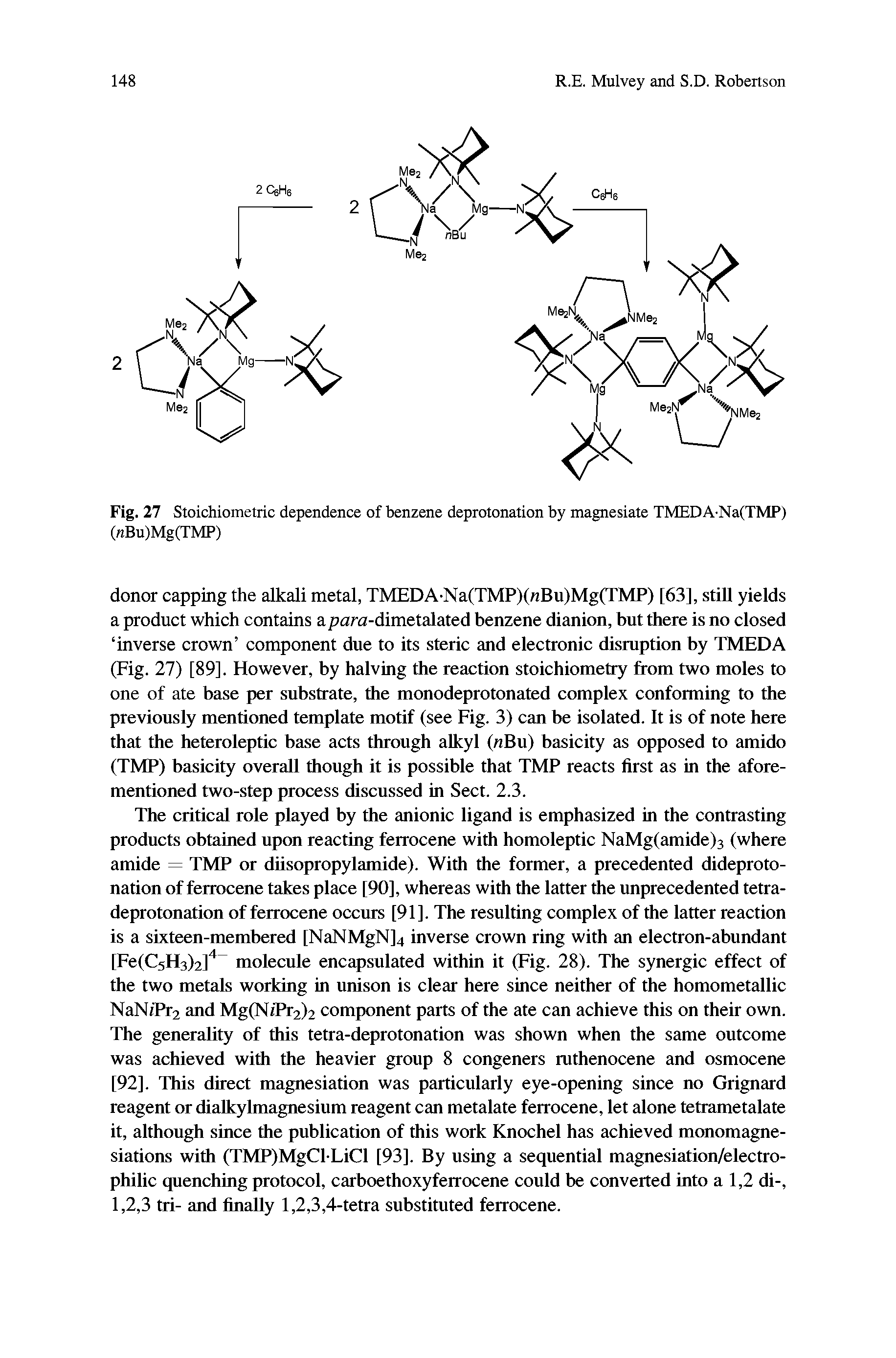 Fig. 27 Stoichiometric dependence of benzene deprotonation by magnesiate TMEDA Na(TMP) (nBu)Mg(TMP)...