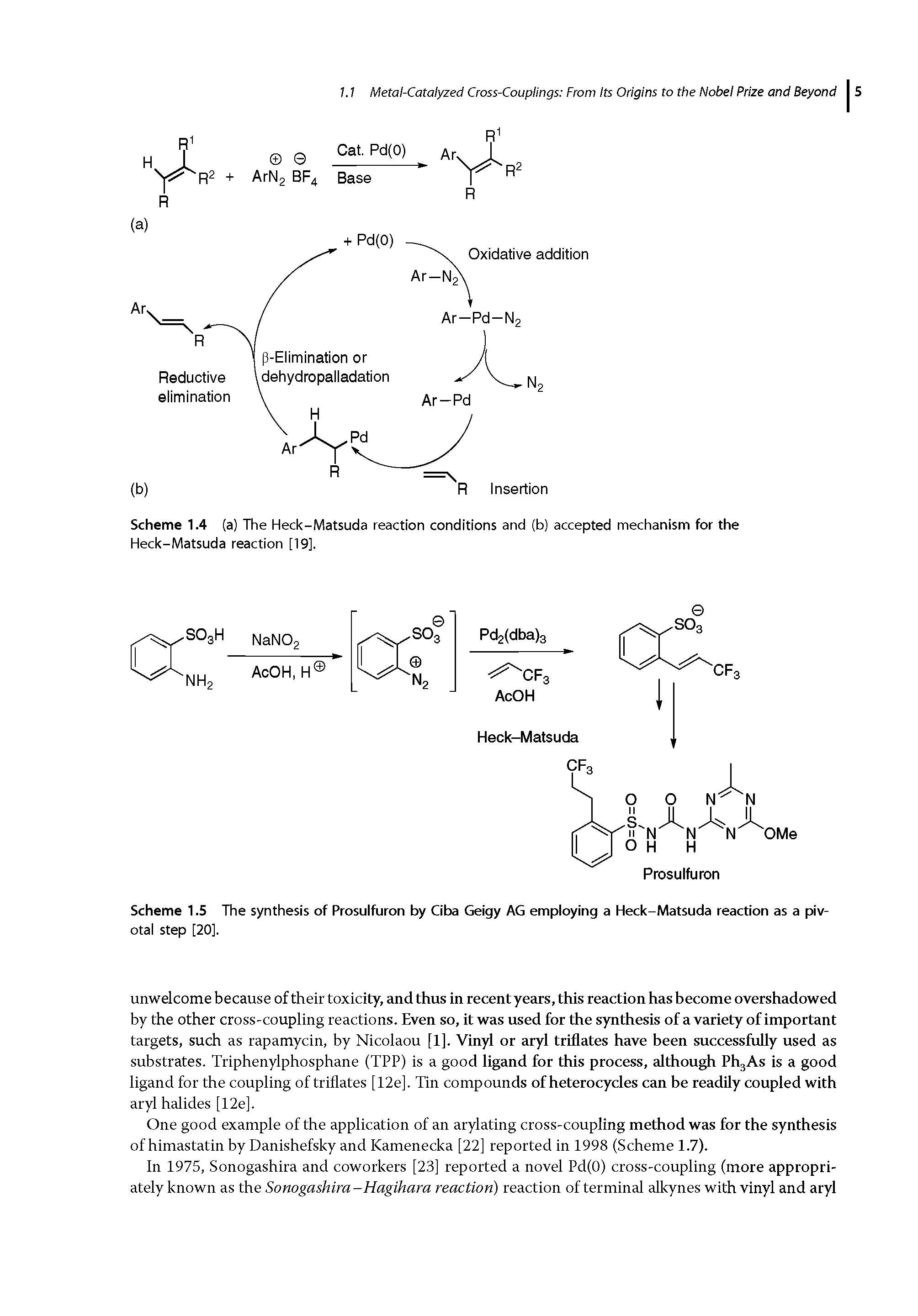 Scheme 1.5 The synthesis of Prosulfuron by Ciba Geigy AG employing a Heck-Matsuda reaction as a pivotal step [20].