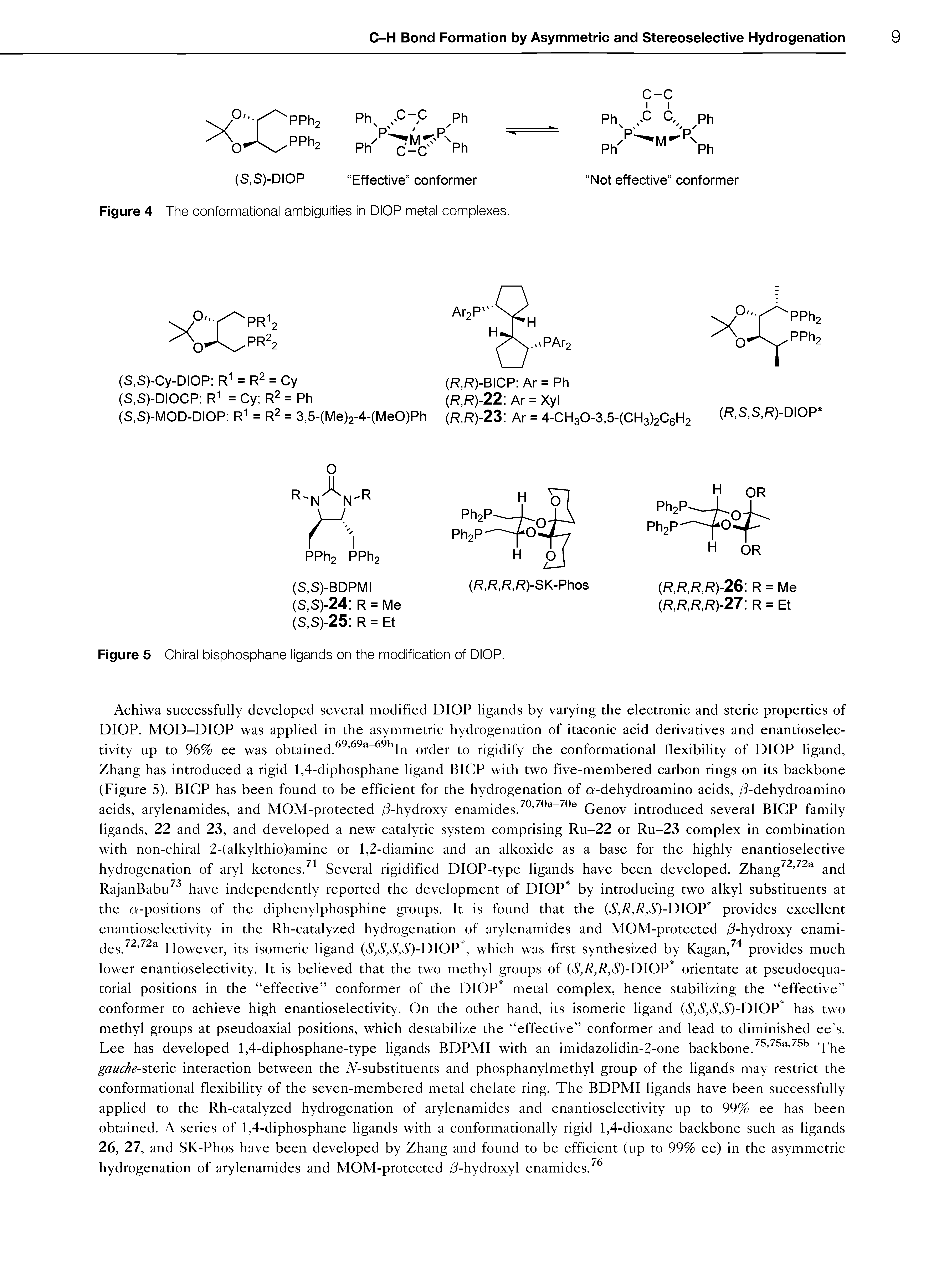 Figure 5 Chiral bisphosphane ligands on the modification of DIOP.