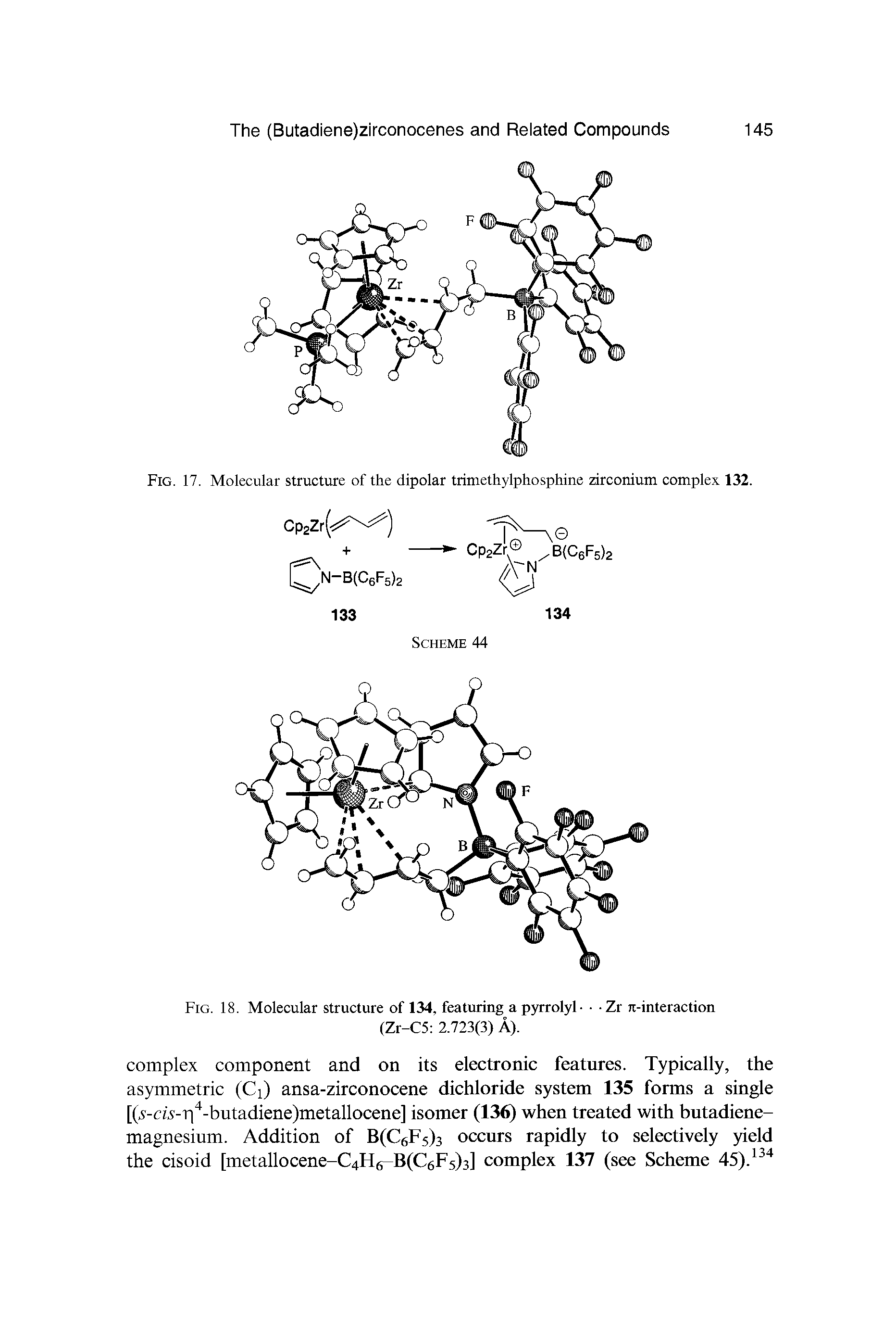 Fig. 17. Molecular structure of the dipolar trimethylphosphine zirconium complex 132.