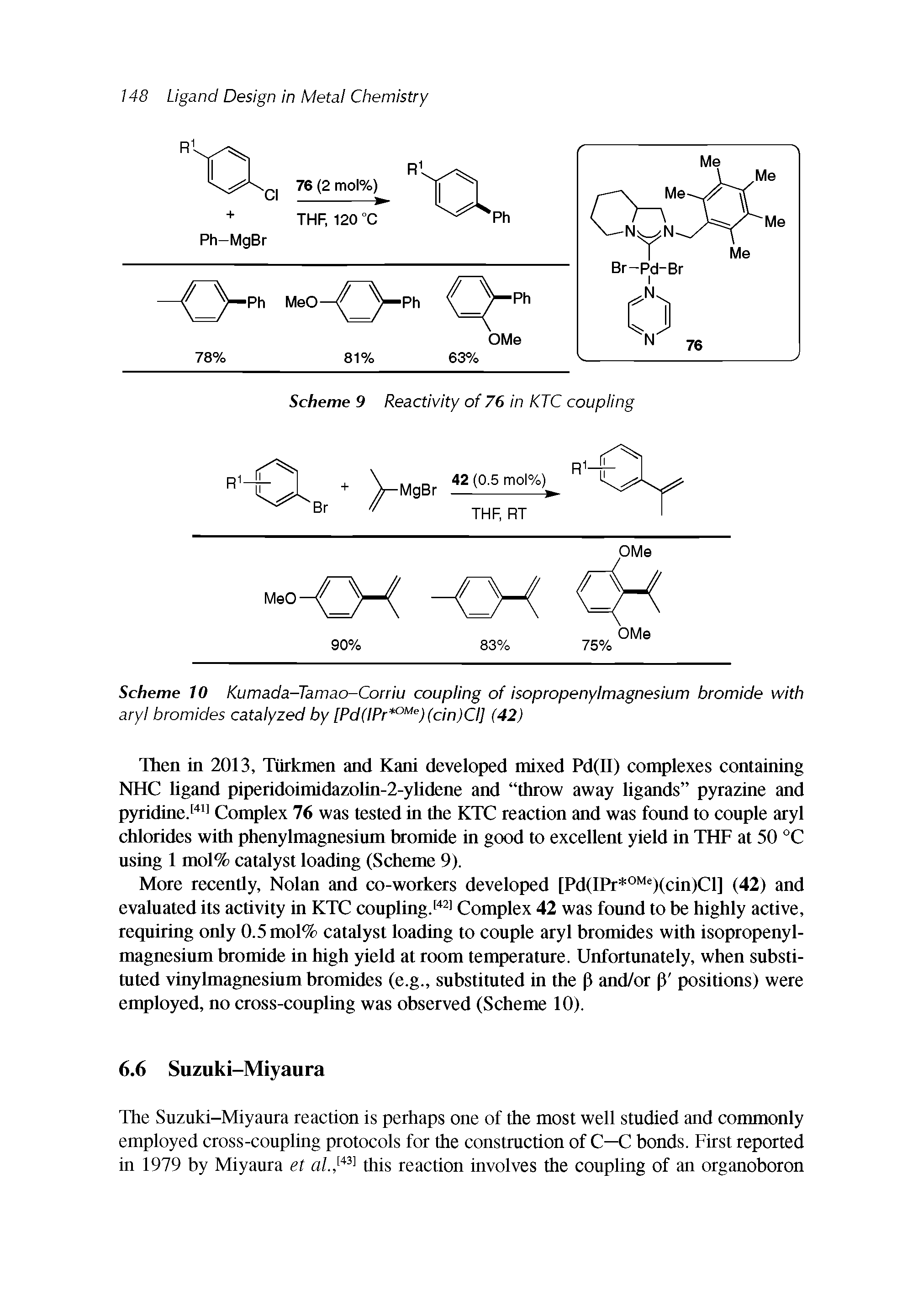 Scheme 10 Kumada-Tamao-Corriu coupling of isopropenylmagnesium bromide with aryl bromides catalyzed by [Pd(IPr )(cin)CI] (42)...