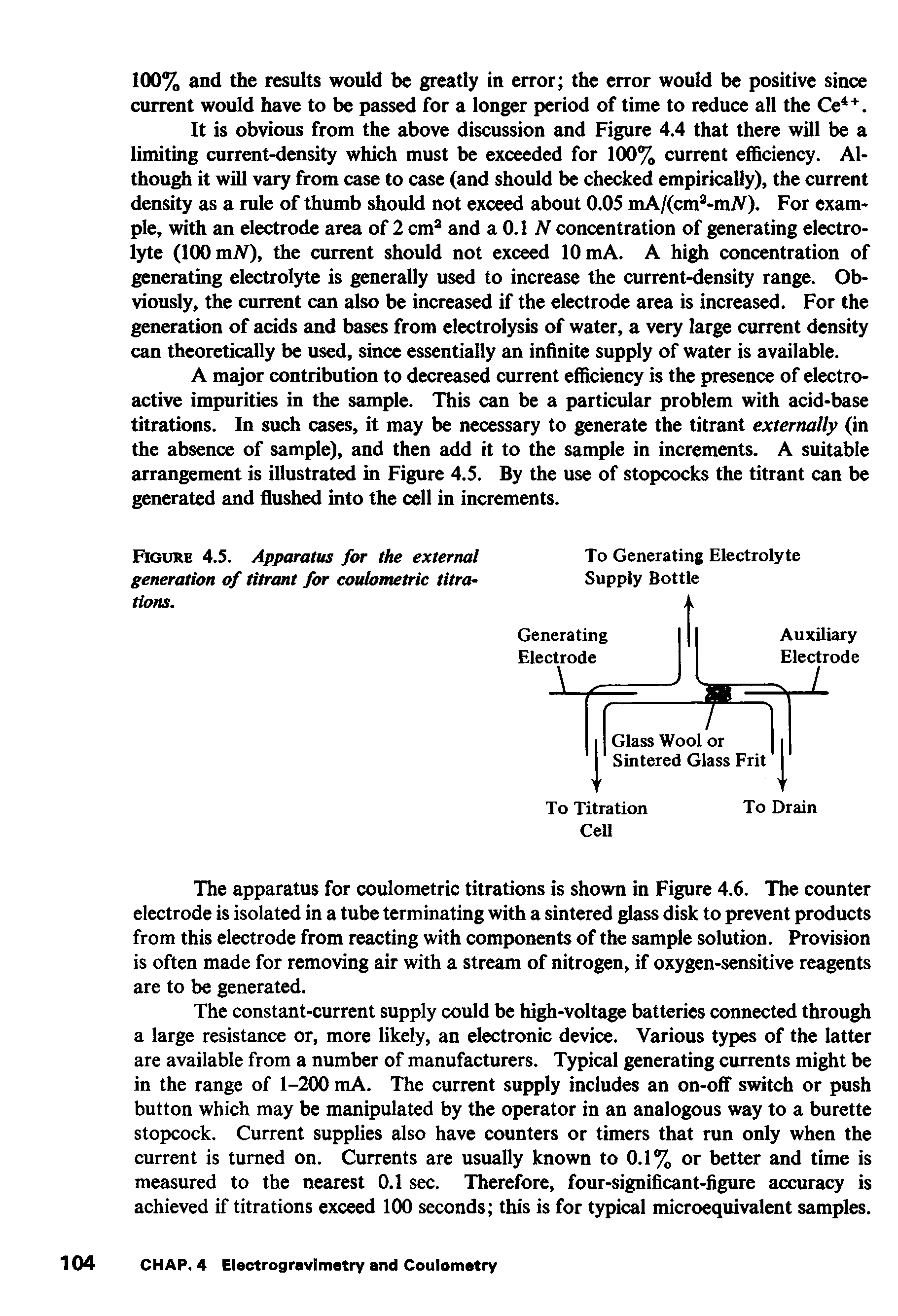 Figure 4.5. Apparatus for the external generation of titrant for coulometric titrations.