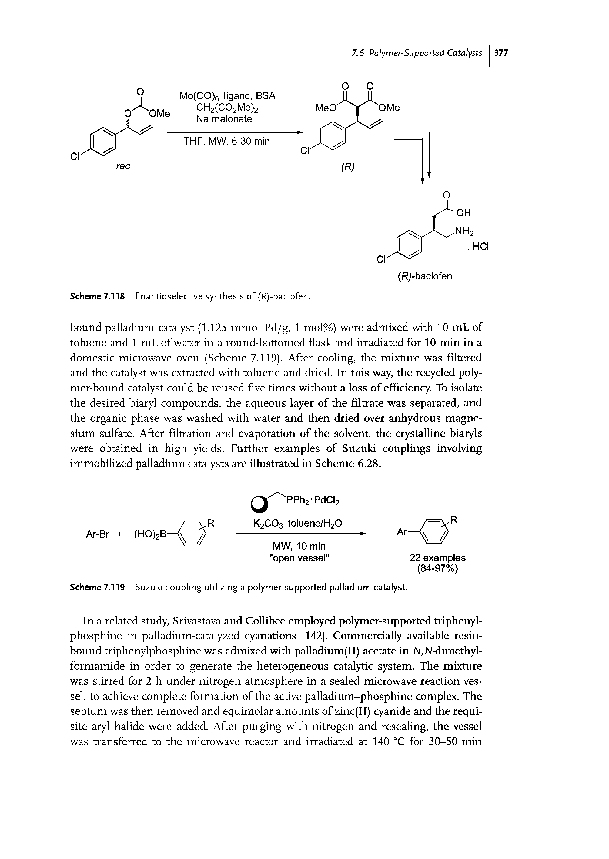 Scheme 7.119 Suzuki coupling utilizing a polymer-supported palladium catalyst.