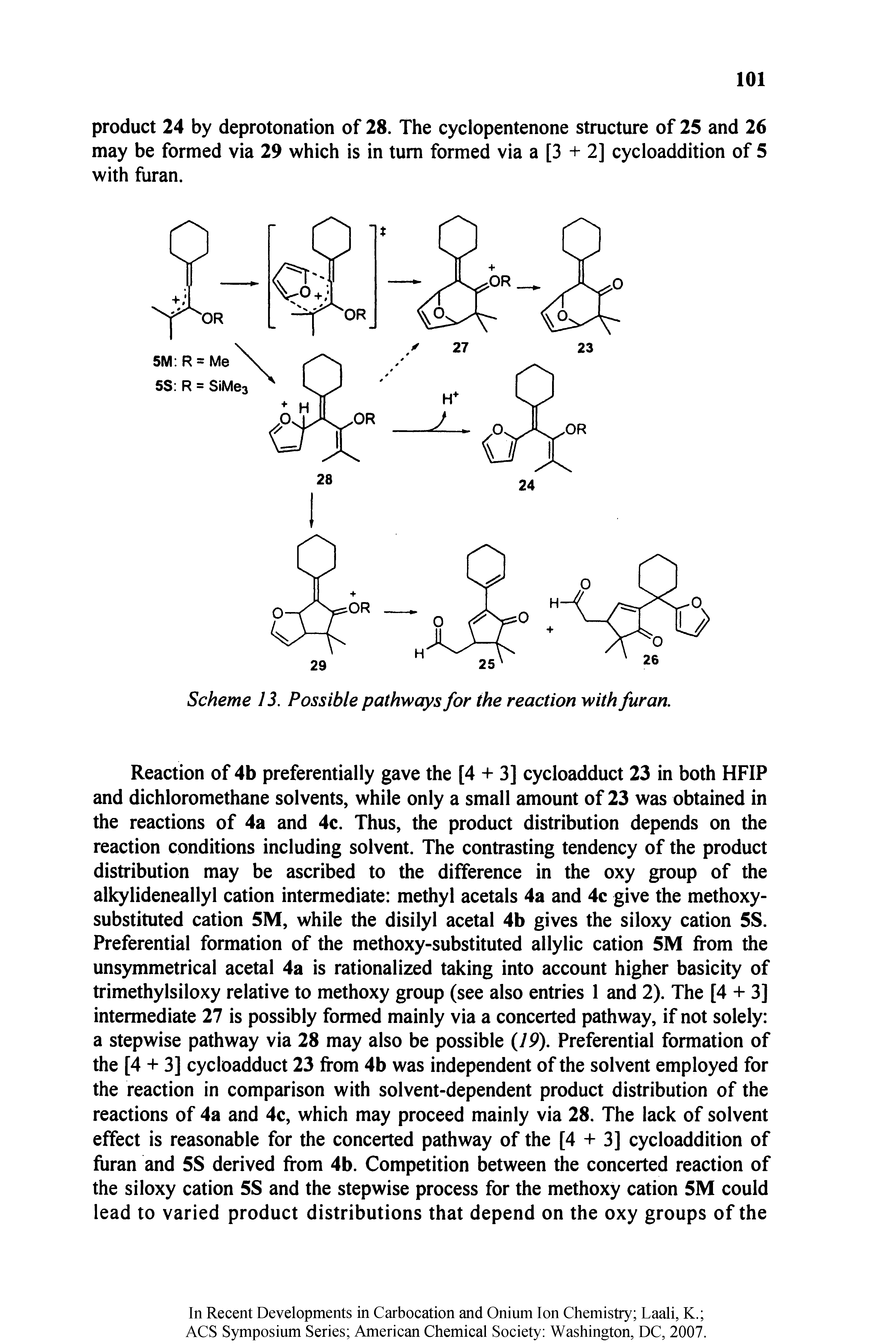 Scheme 13. Possible pathways for the reaction with furan.