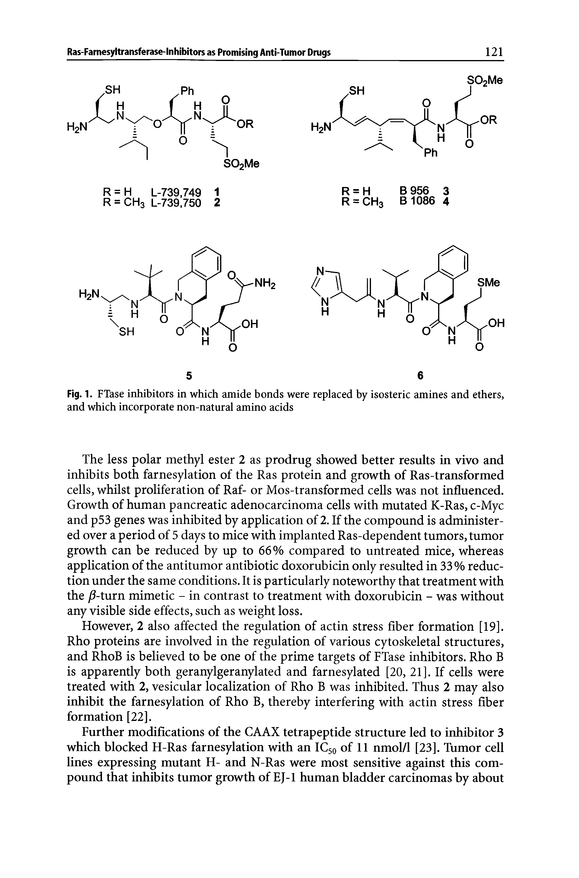 Fig. 1. FTase inhibitors in which amide bonds were replaced by isosteric amines and ethers, and which incorporate non-natural amino acids...