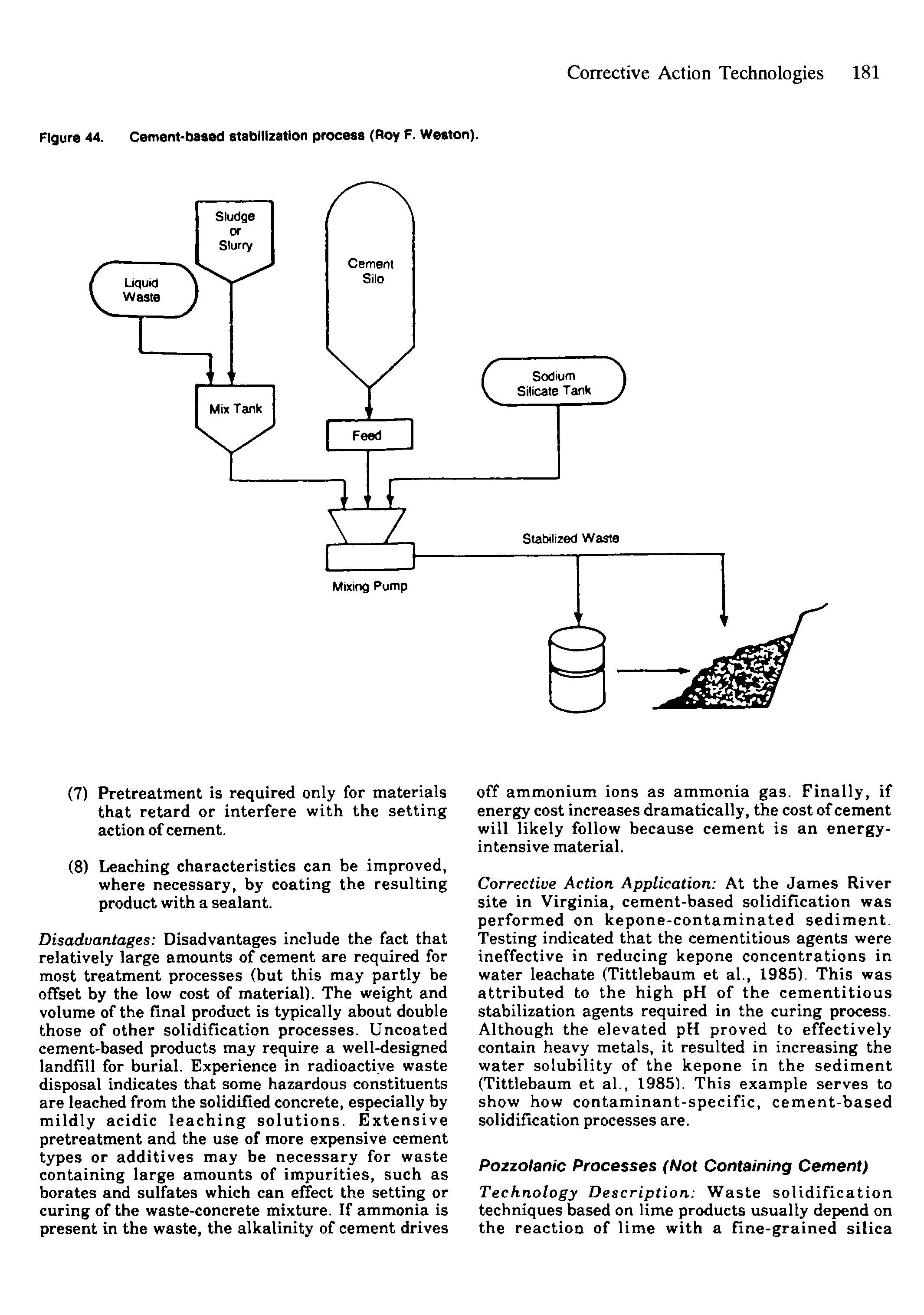 Figure 44. Cement-based stabilization process (Roy F. Weston).