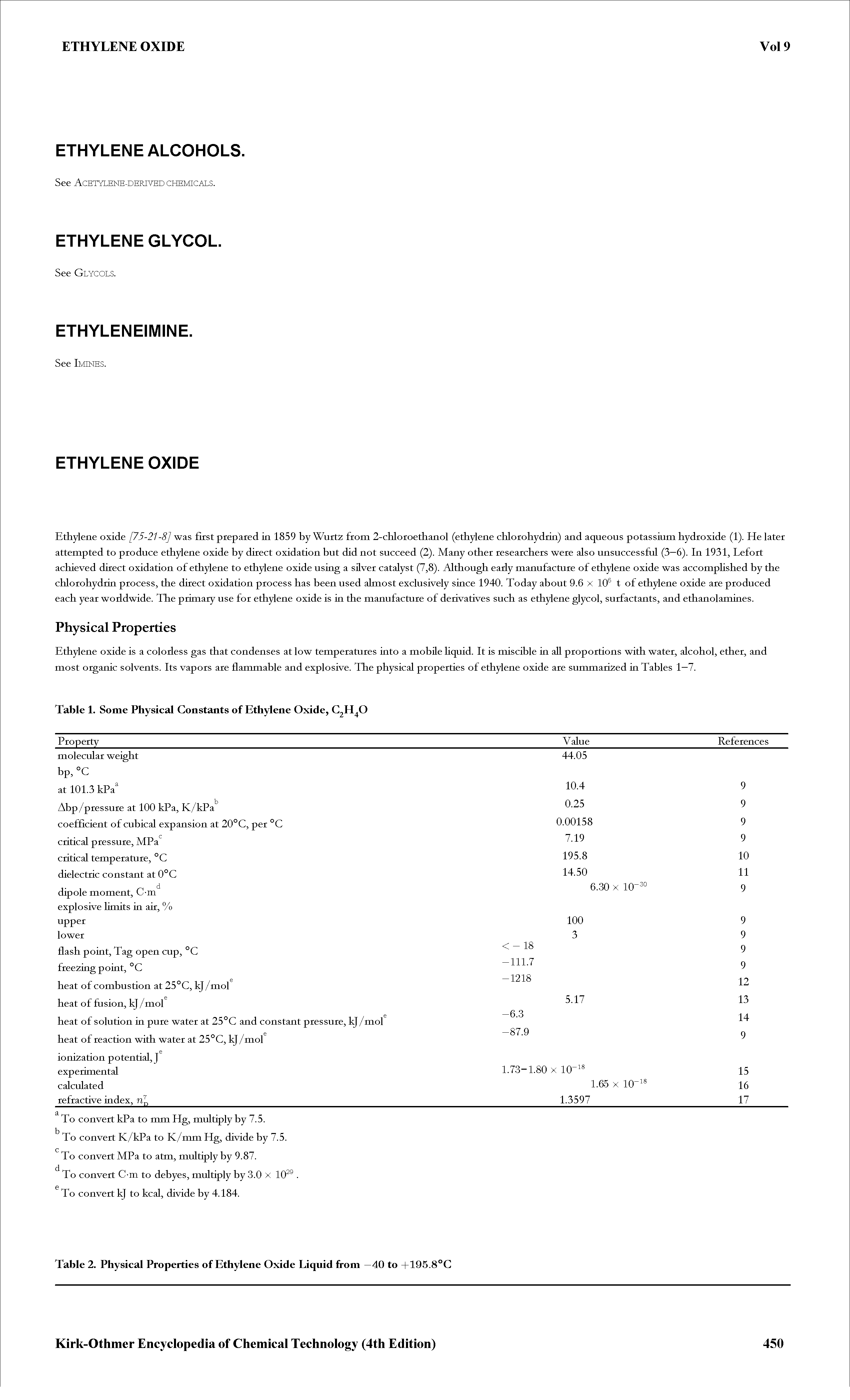 Table 1. Some Physical Constants of Ethylene Oxide, C2H4O...