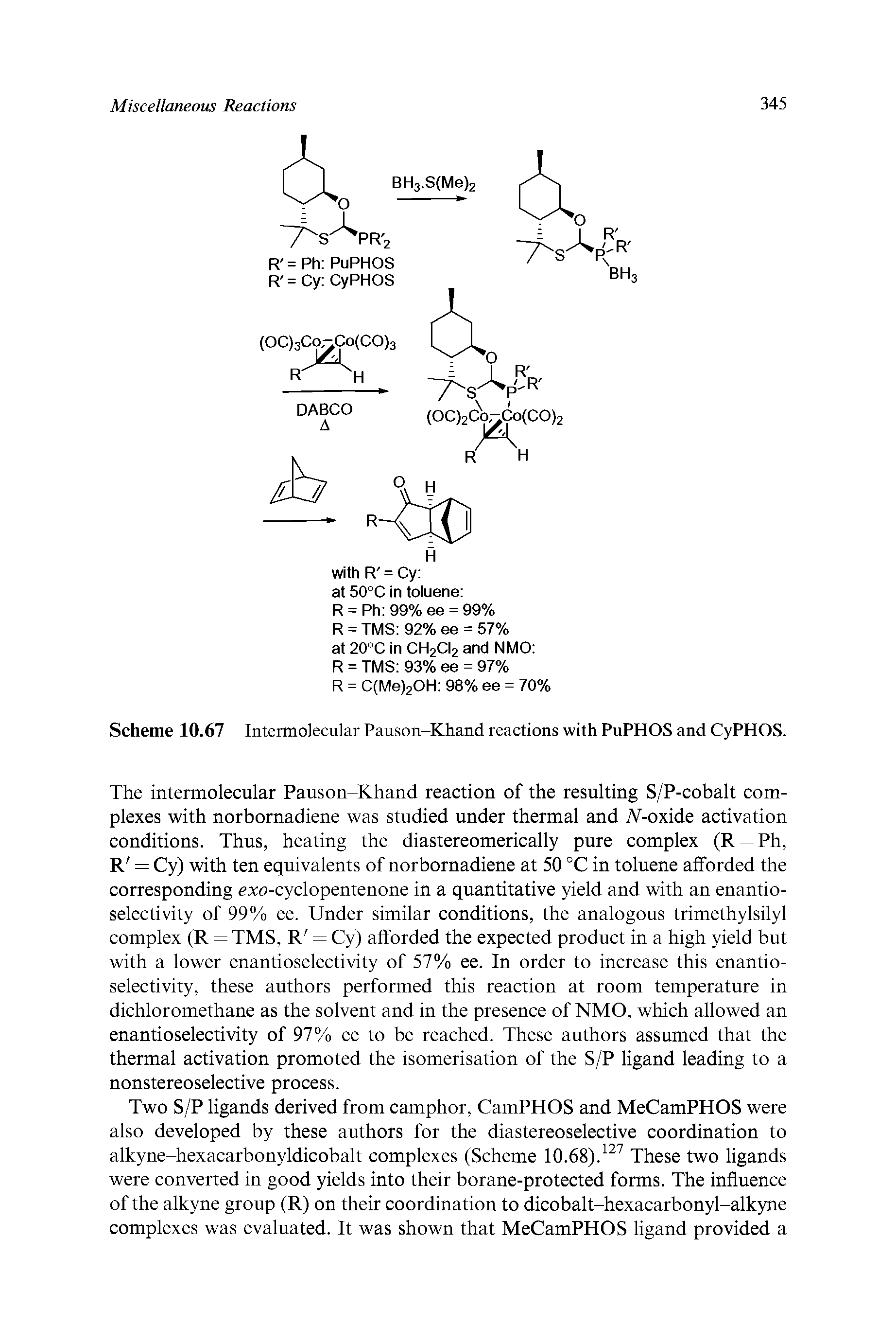 Scheme 10.67 Intermolecular Pauson-Khand reactions with PuPHOS and CyPHOS.