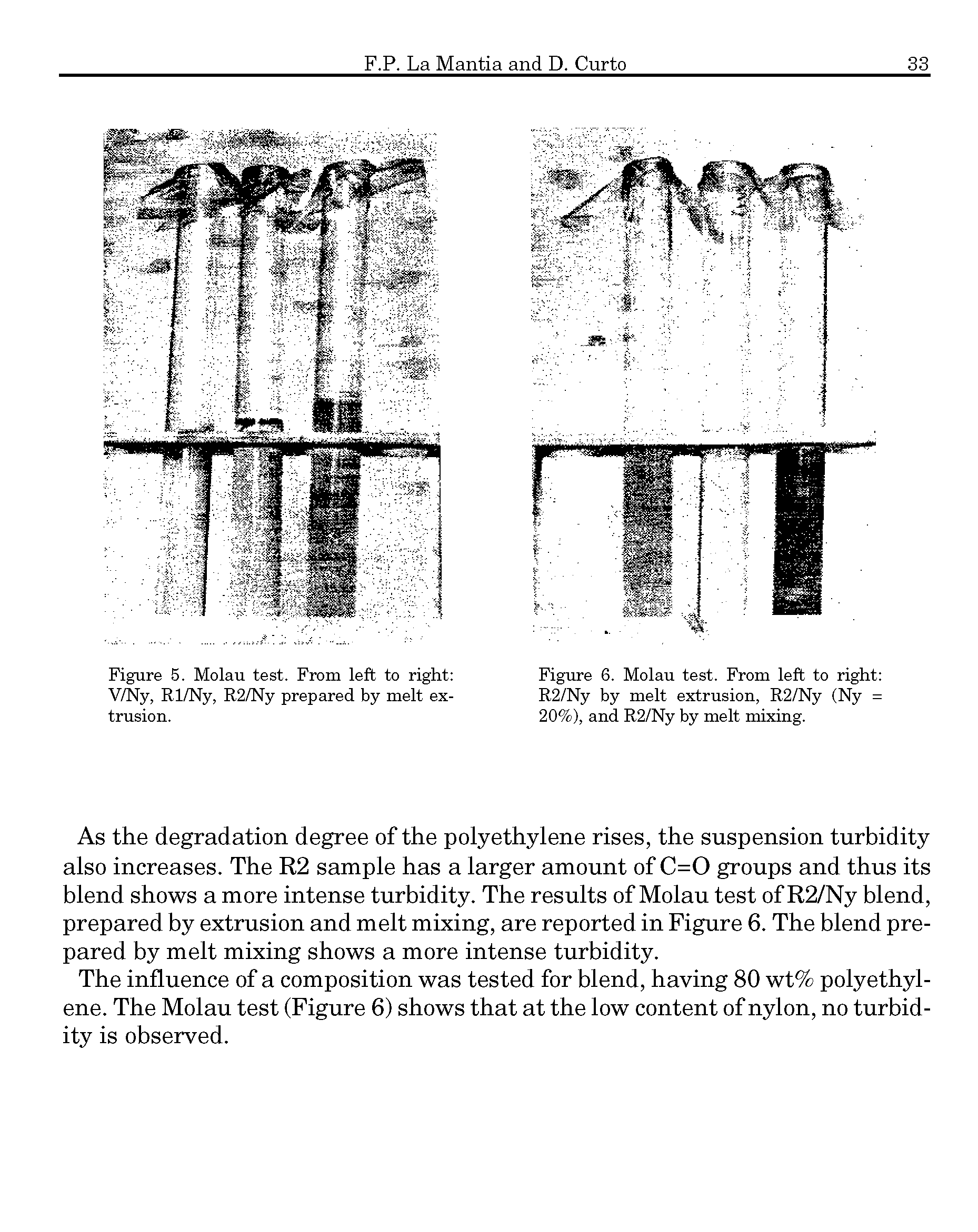 Figure 5. Molau test. From left to right V/Ny, Rl/Ny, R2/Ny prepared by melt extrusion.