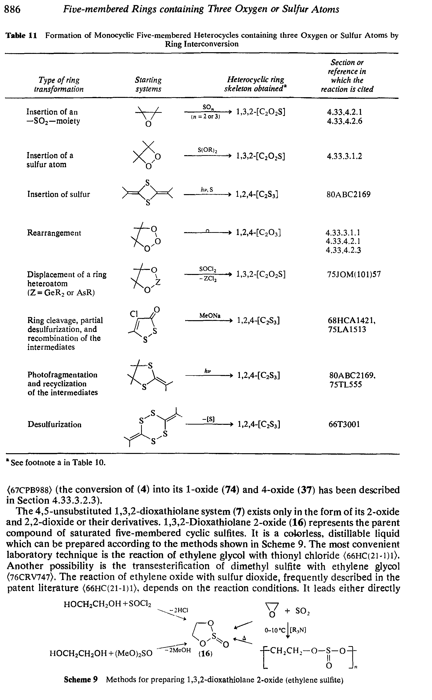 Table 11 Formation of Monocyclic Five-membered Heterocycles containing three Oxygen or Sulfur Atoms by...