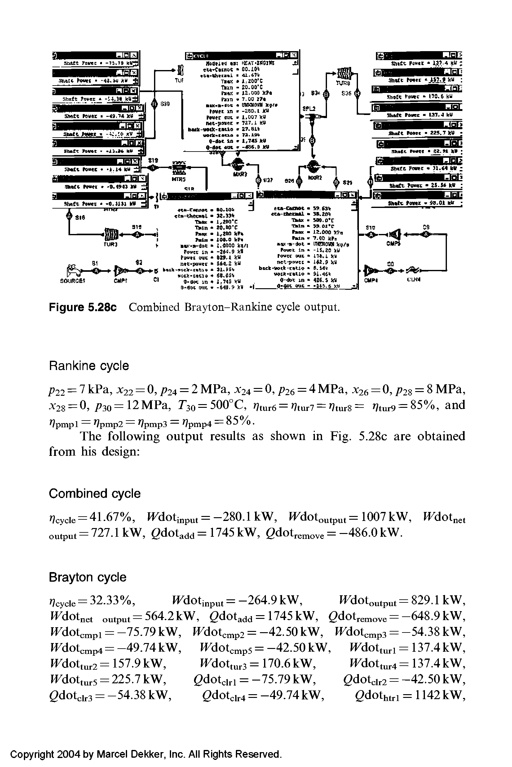 Figure 5.28c Combined Brayton-Rankine cycle output.