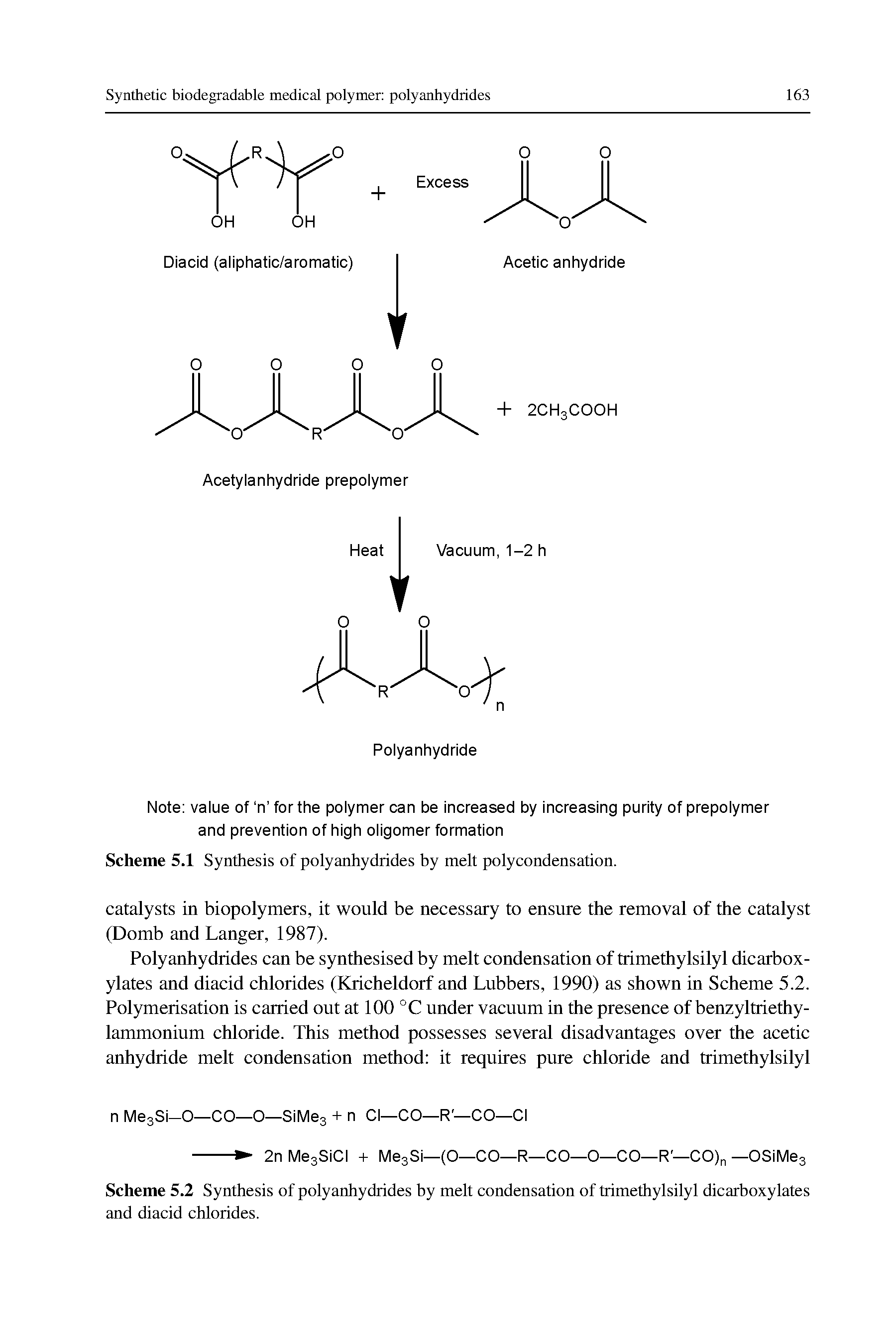 Scheme 5.2 Synthesis of polyanhydrides by melt condensation of trimethylsilyl dicarboxylates and diacid chlorides.