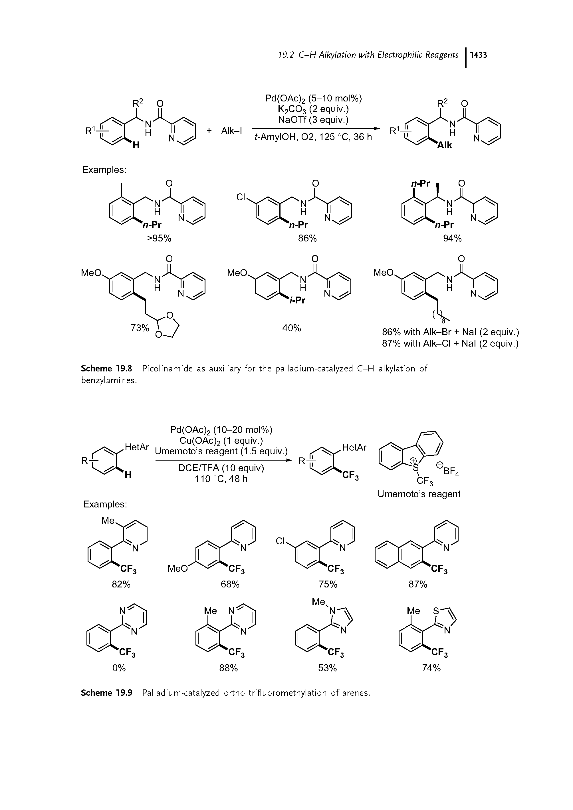 Scheme 19.8 Picolinamide as auxiliary for the palladium-catalyzed C-H alkylation of benzylamines.