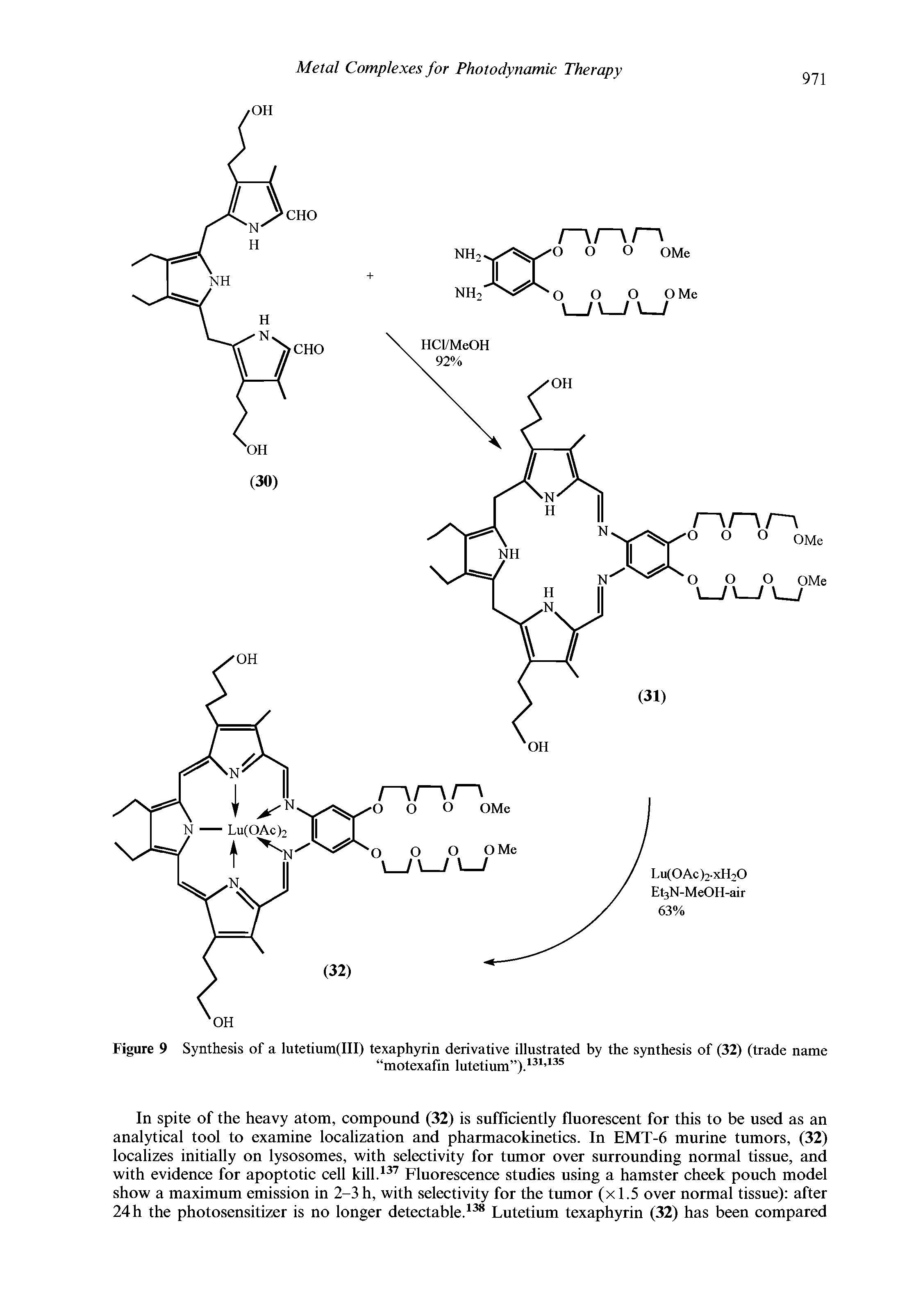 Figure 9 Synthesis of a lutetium(III) texaphyrin derivative illustrated by the synthesis of (32) (trade name...