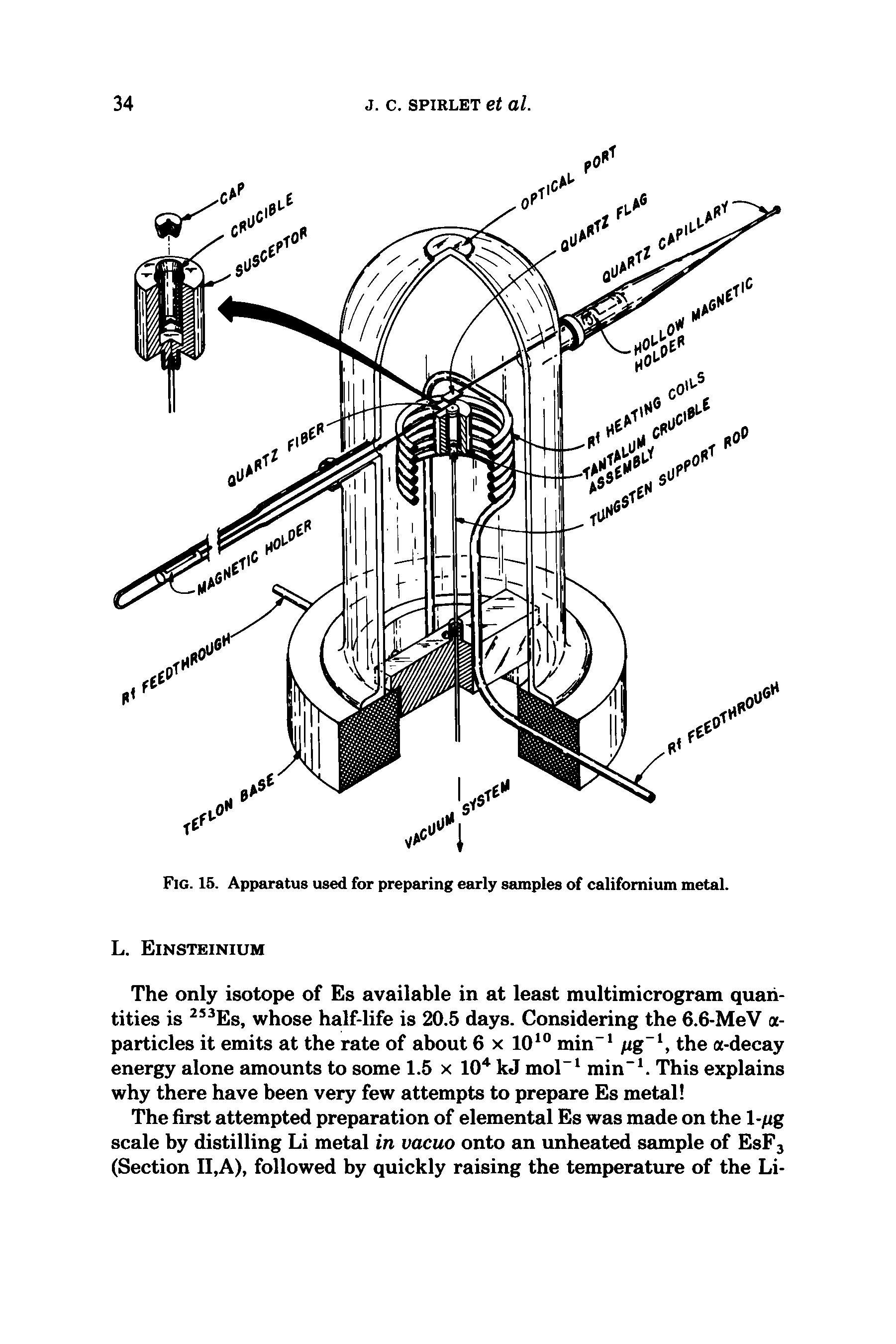 Fig. 15. Apparatus used for preparing early samples of californium metal.
