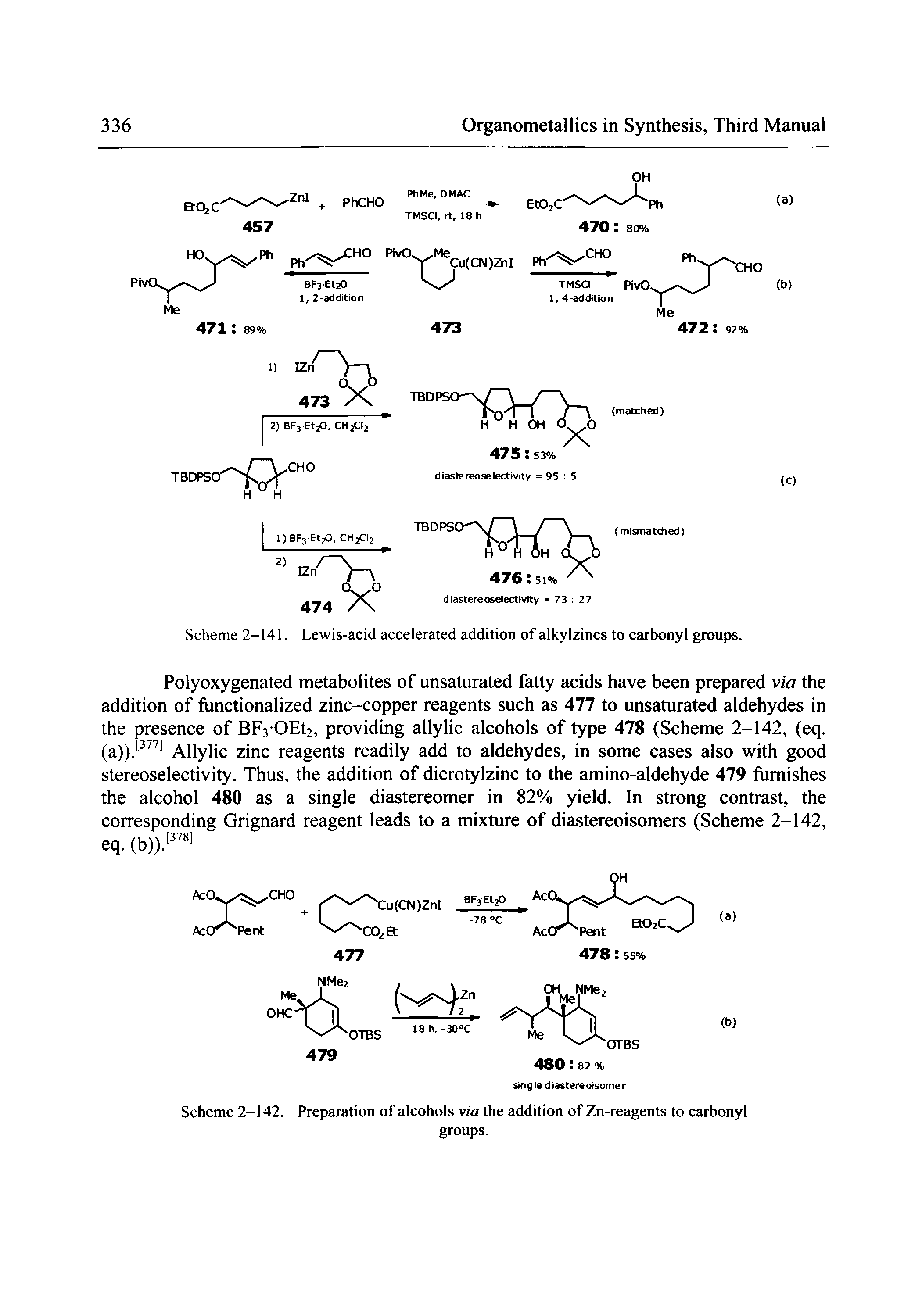 Scheme 2-141. Lewis-acid accelerated addition of alkylzincs to carbonyl groups.