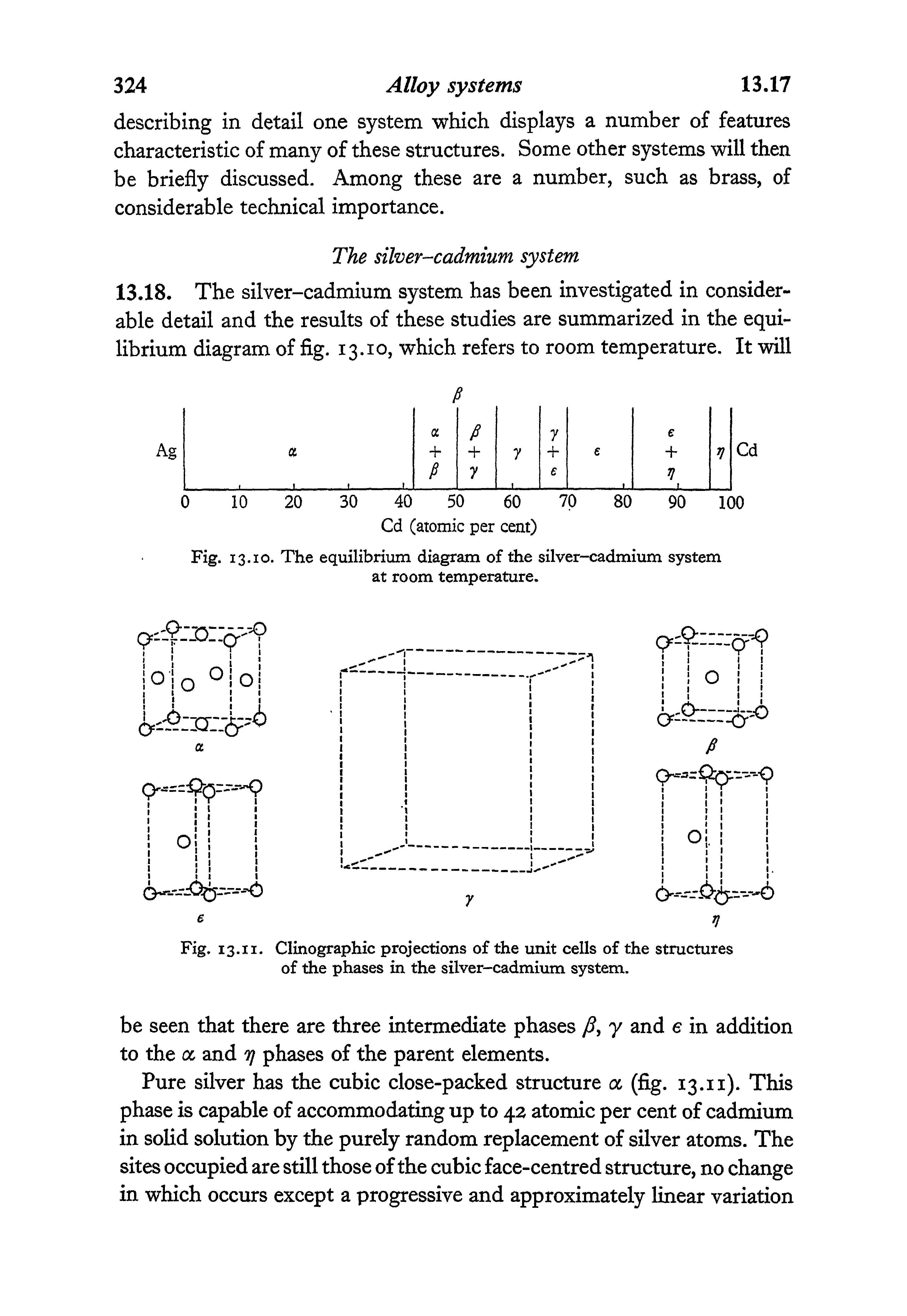 Fig. 13.10. The equilibrium diagram of the silver-cadmium system at room temperature.