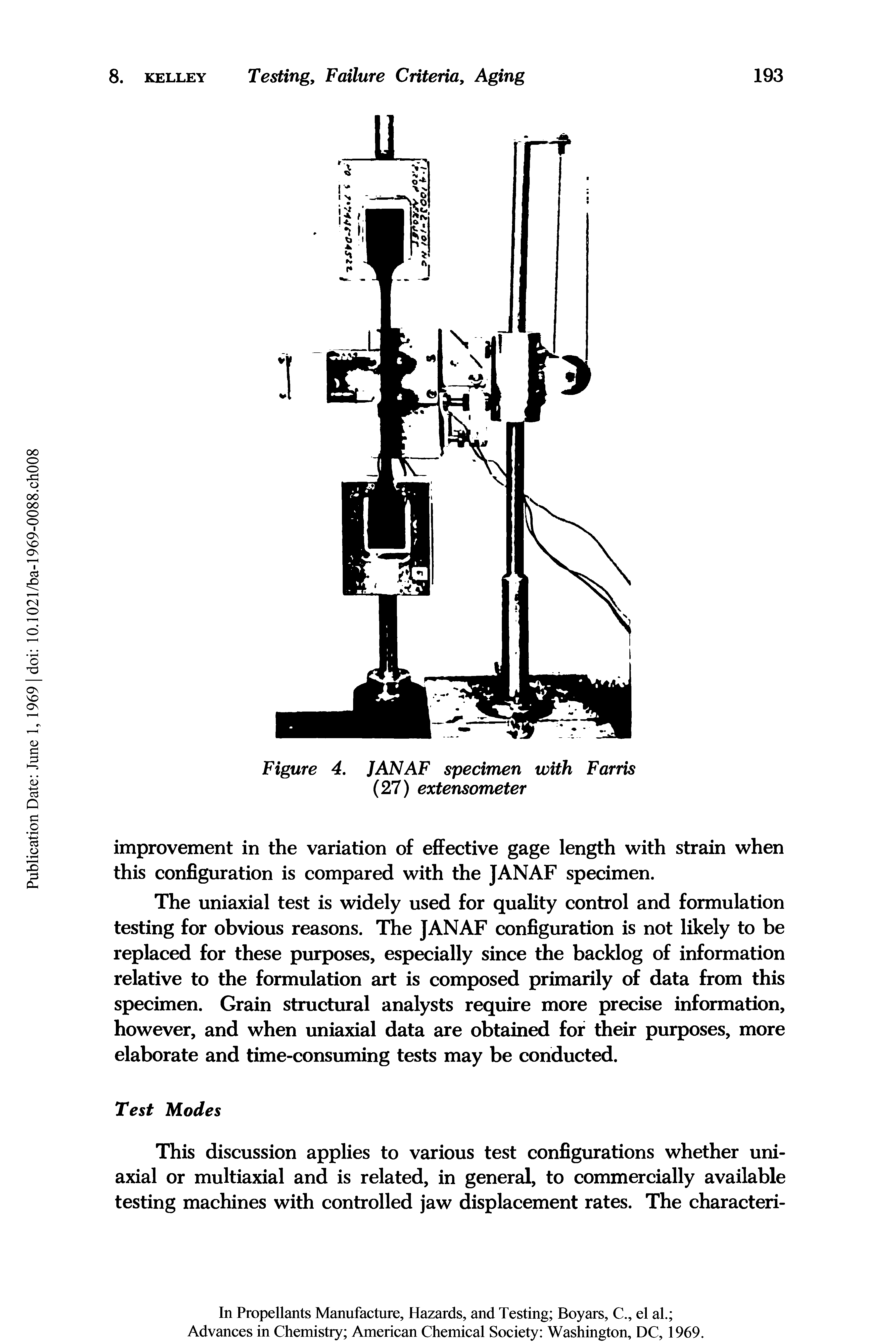 Figure 4. JANAF specimen with Farris (27) extensometer...